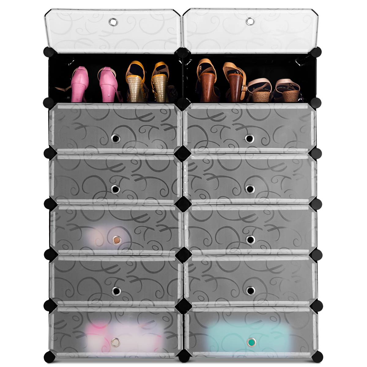 Shoe Rack 12-Cube DIY Plastic Shoe Cabinet Storage Multi Use Modular ClosetShelf - Picture 9 of 12