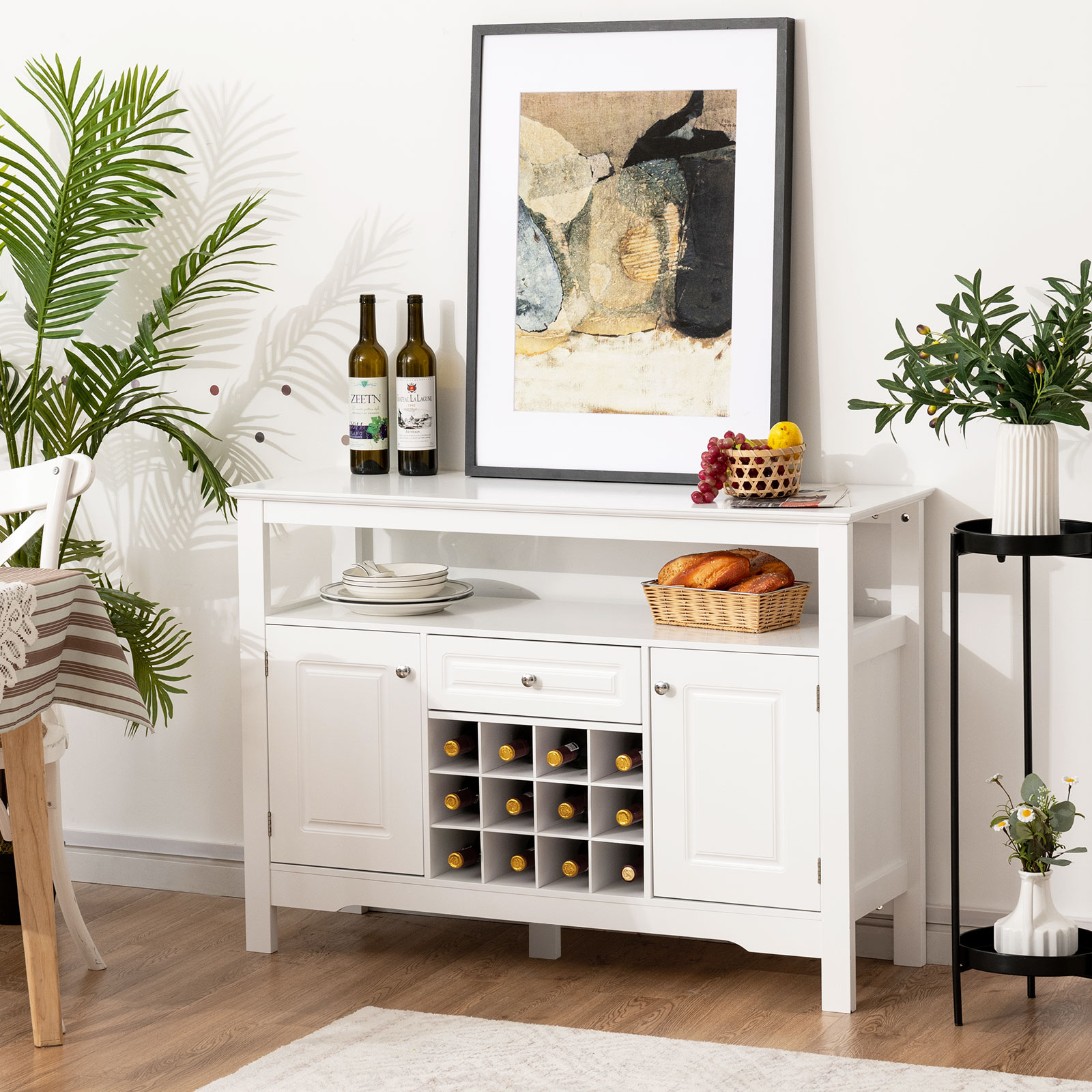 Giantex Buffet Sideboard Kitchen Storage Cabinet Shelf Wine Rack Console Table - Picture 15 of 25