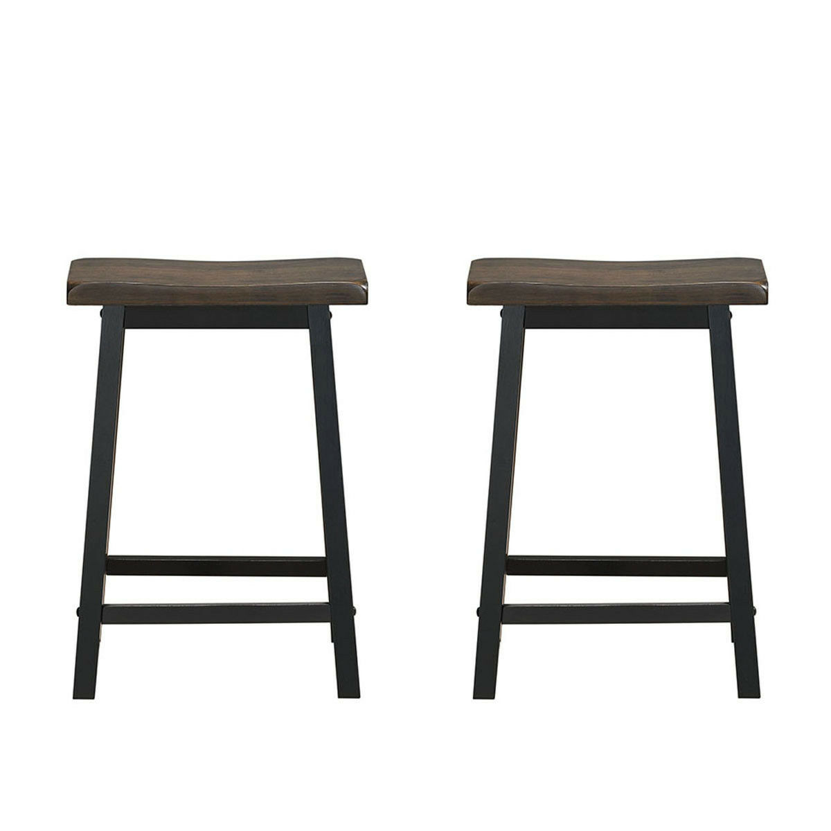 Set of 2 Bar Stools 24"H Saddle Seat Pub Chair Home Kitchen Dining Room - Picture 11 of 12