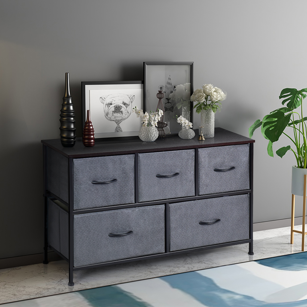 5 Drawer Dresser Storage Unit Side Table Largecapacity Organizer Dorm