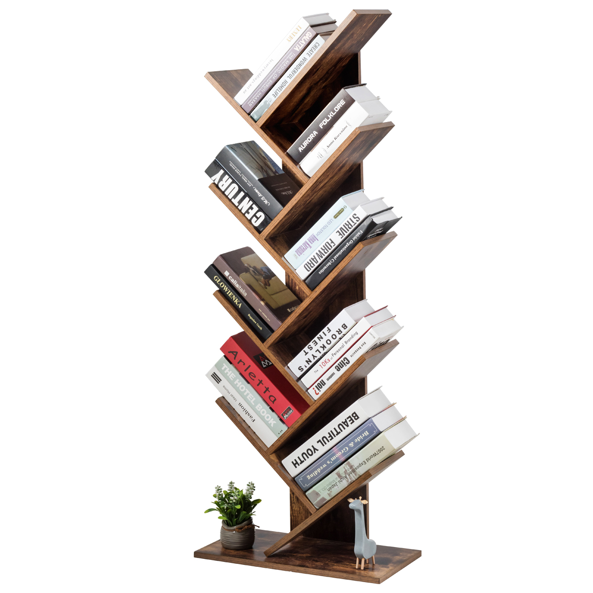 Tree Bookshelf 8Tier Bookcase Free Standing Book Rack Display Stand eBay