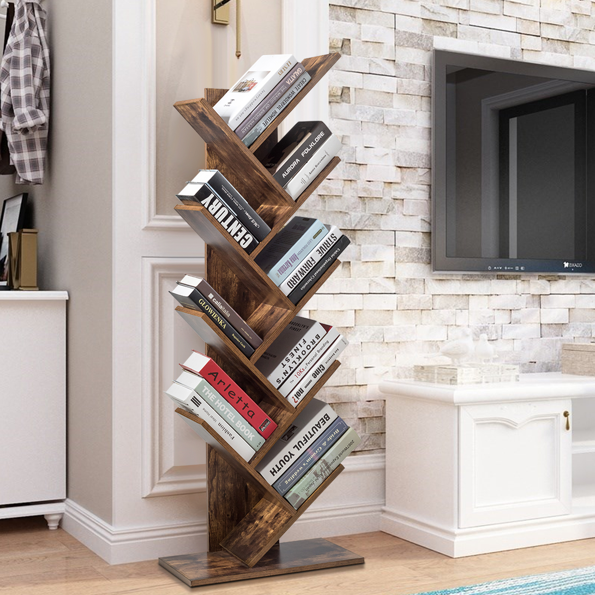 Tree Bookshelf 8Tier Bookcase Free Standing Book Rack Display Stand eBay
