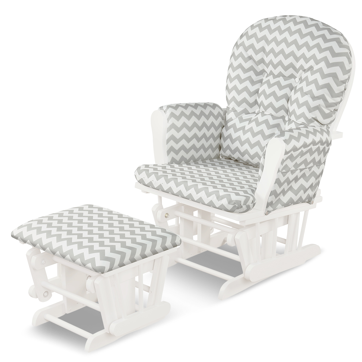 Costway Rocking Glider and Ottoman Cushion Set Wood Baby Nursery Rocker Chair - Picture 12 of 36