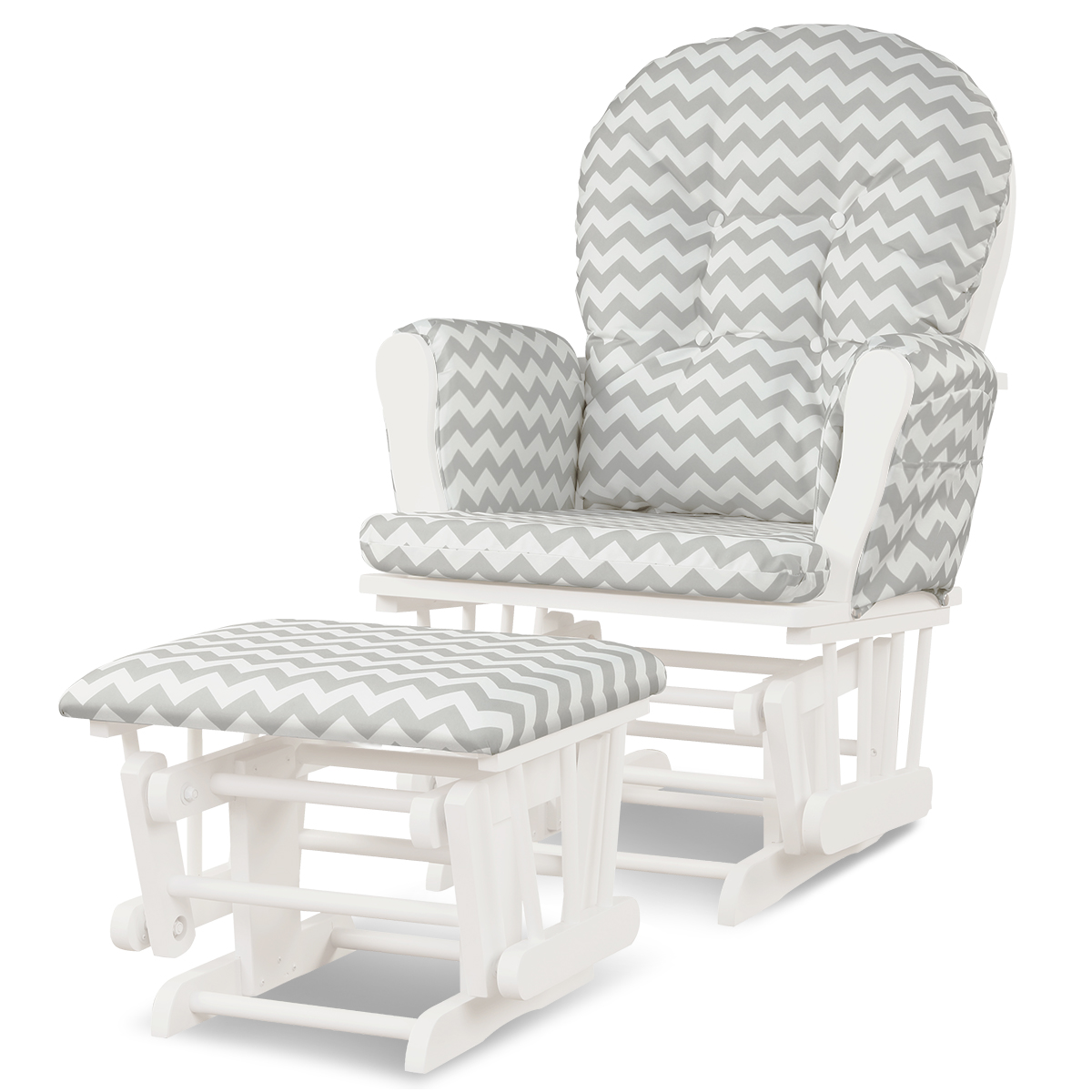 Costway Rocking Glider and Ottoman Cushion Set Wood Baby Nursery Rocker Chair - Picture 7 of 36