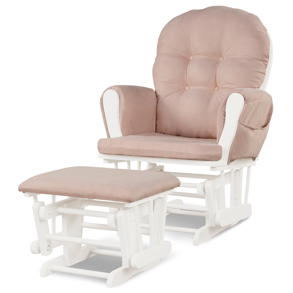 Costway Rocking Glider and Ottoman Cushion Set Wood Baby Nursery Rocker Chair - Picture 31 of 36