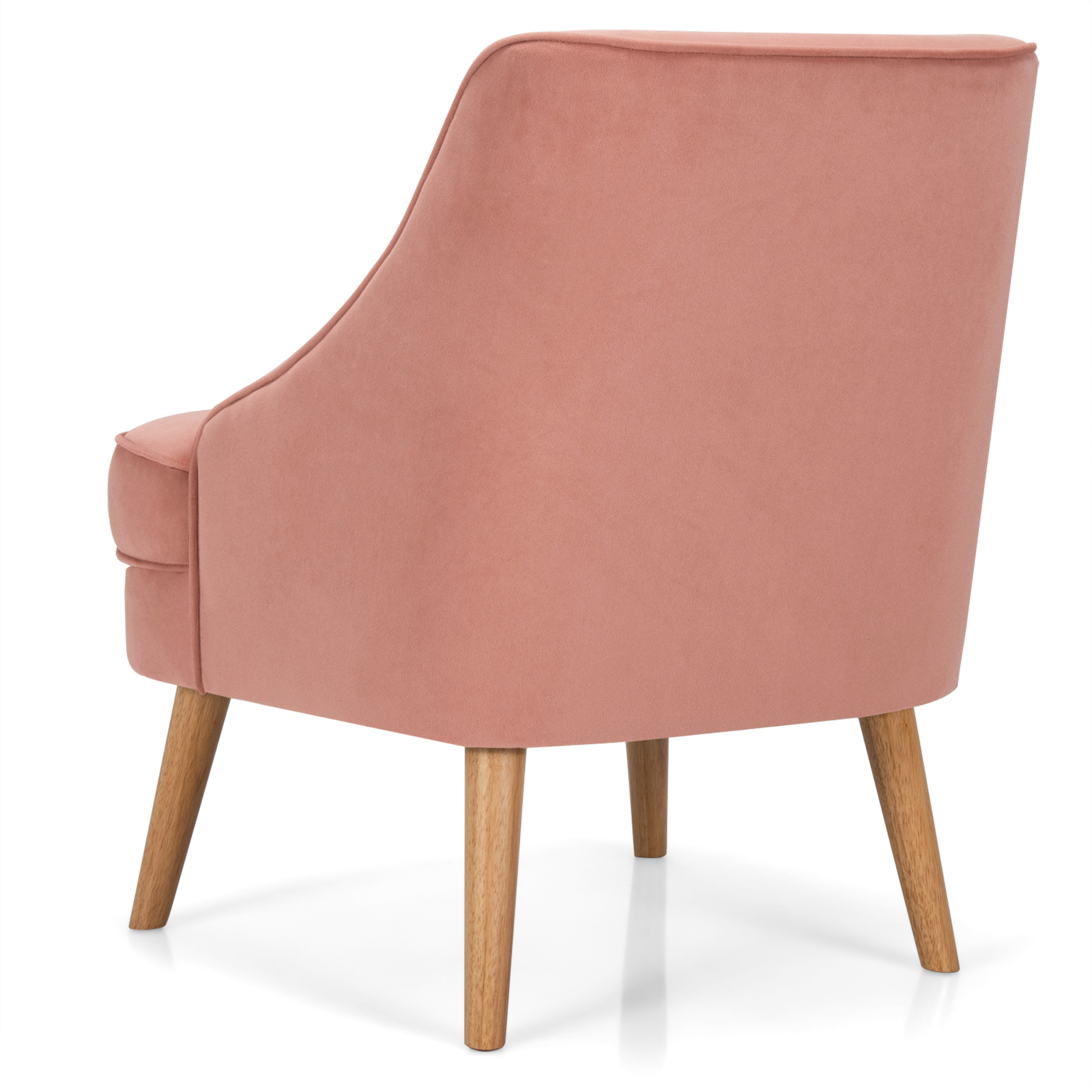 Giantex Accent Chair Velvet Upholstered Single Sofa w/Rubber Wood Legs Pink