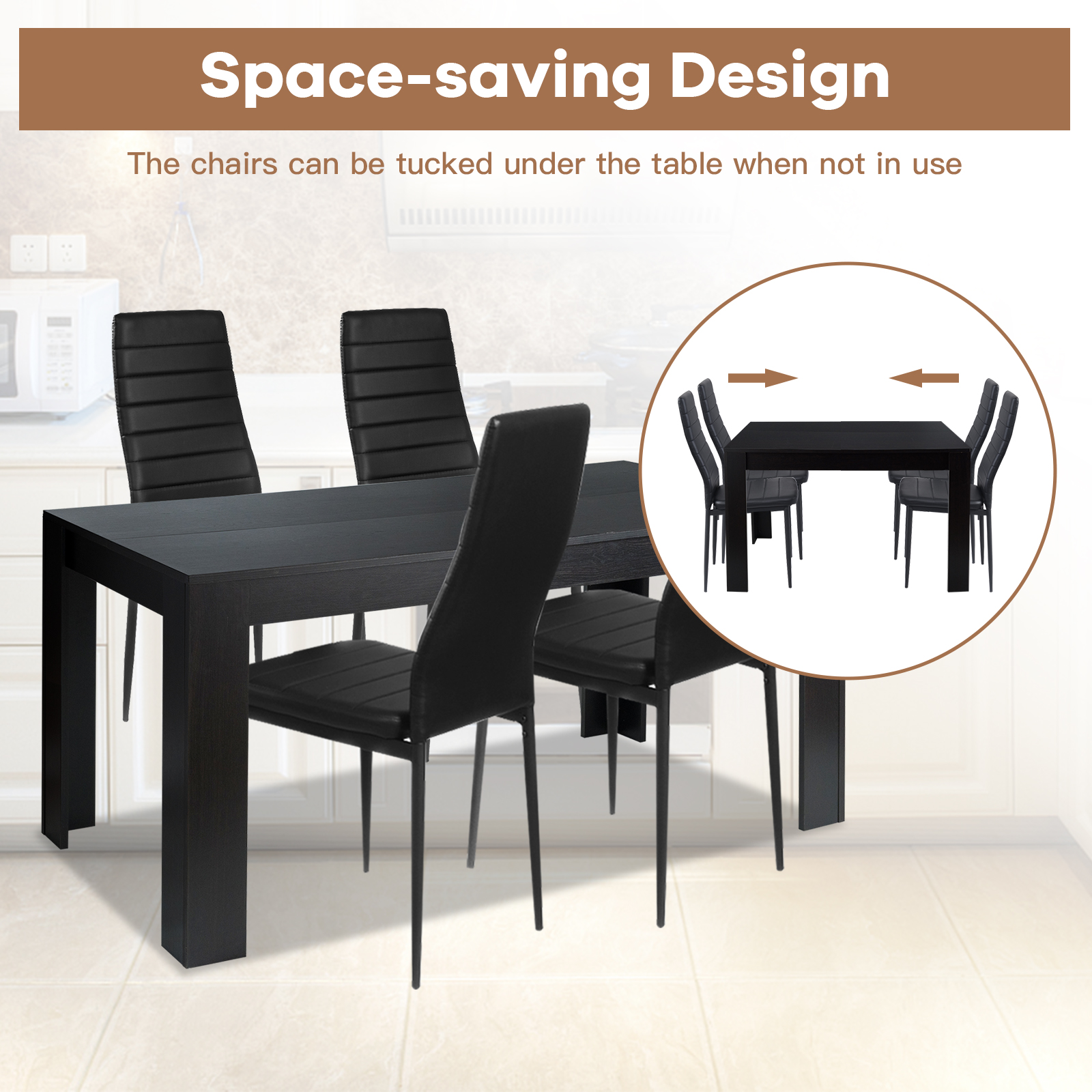 Moderno juego de mesa y sillas de comedor de 5 piezas para 4 - Imagen 7 de 8