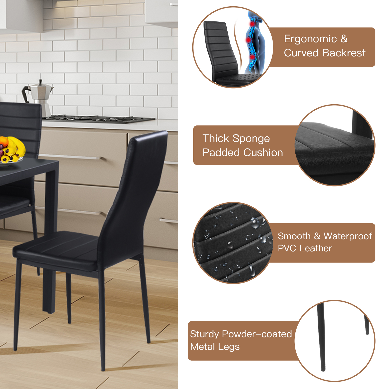 Moderno juego de mesa y sillas de comedor de 5 piezas para 4 - Imagen 8 de 8