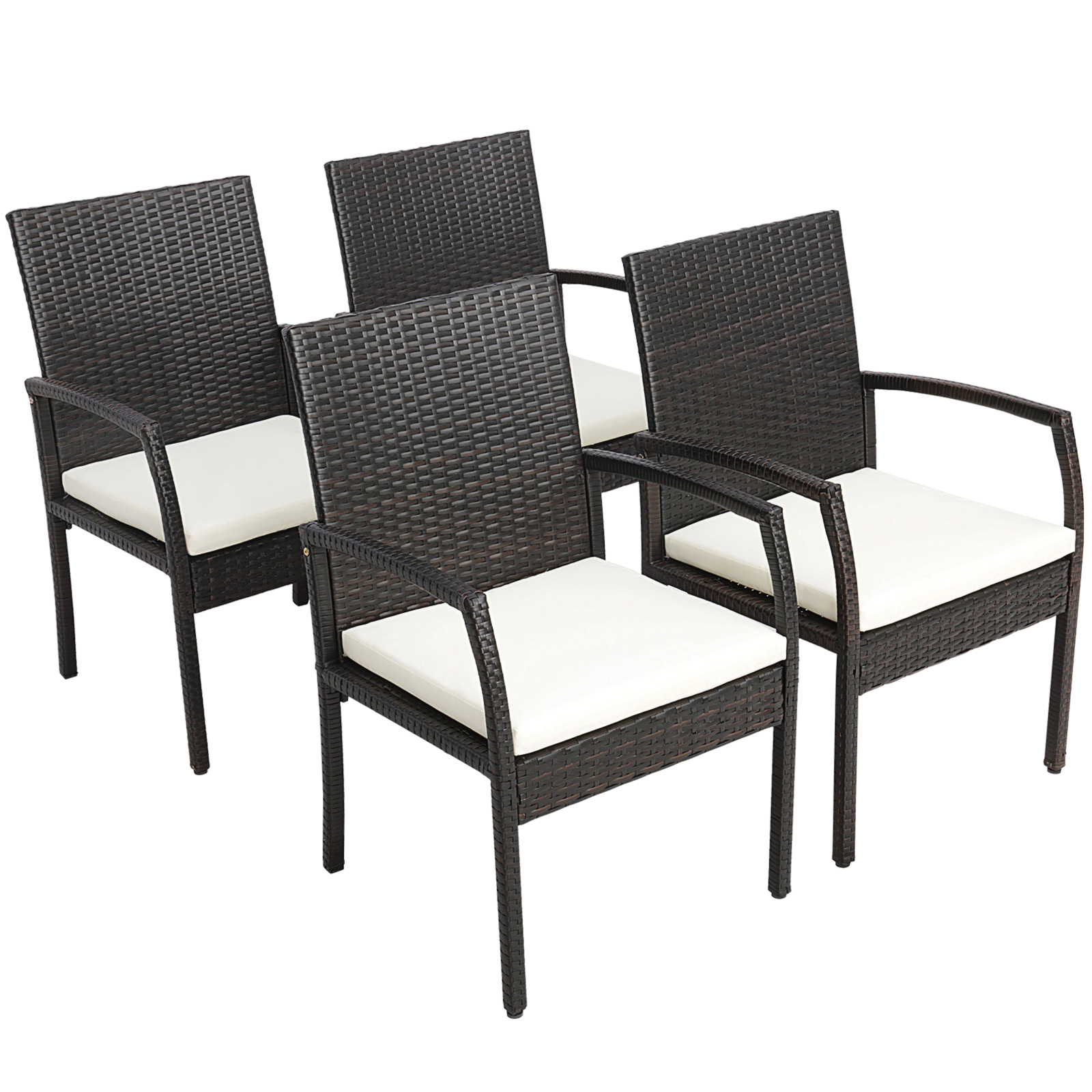 Patio 4PCS PE Wicker Dining Chairs W/Soft Zippered Cushion Armchairs Backyard