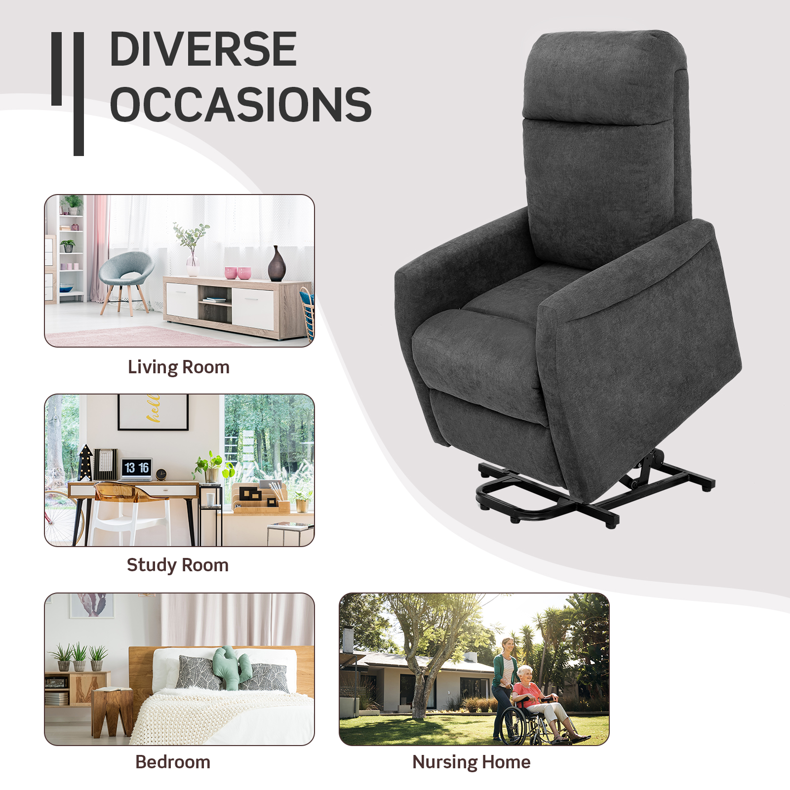 Power Lift Recliner Chair for Elder Ergonomic Lounge Chair w/Wire Remote Control - Picture 14 of 16