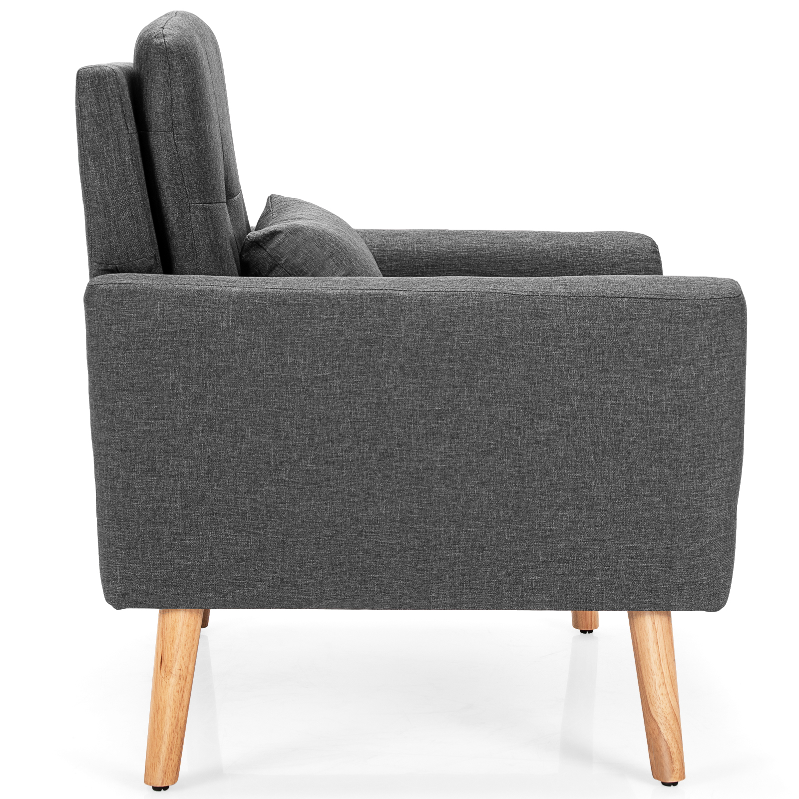 Giantex  2PCS Accent Chairs Upholstered Linen Armchairs w/Waist Pillow