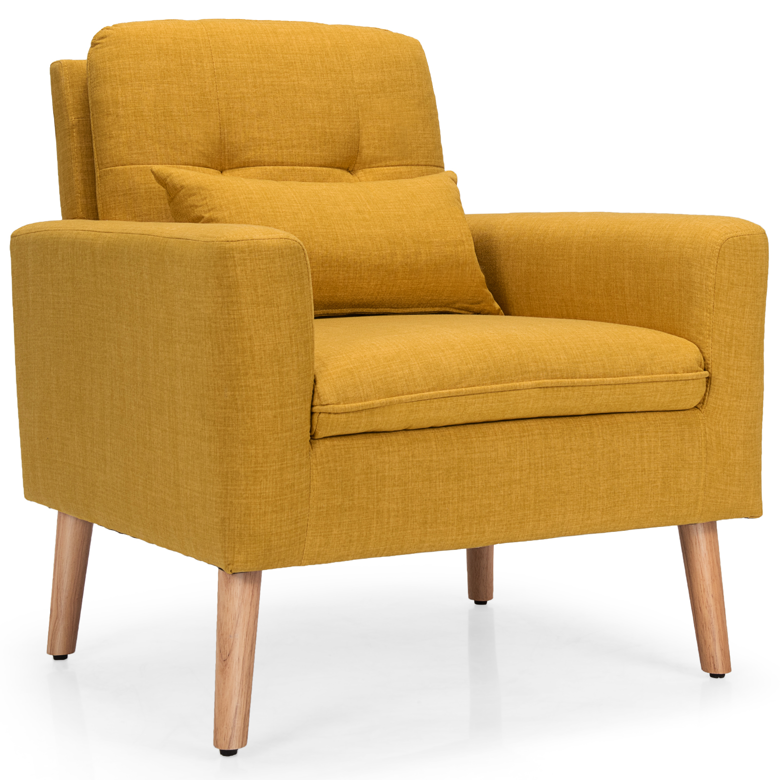 Giantex Accent Chair Upholstered Linen Armchair Sofa Chair w/Waist Pillow