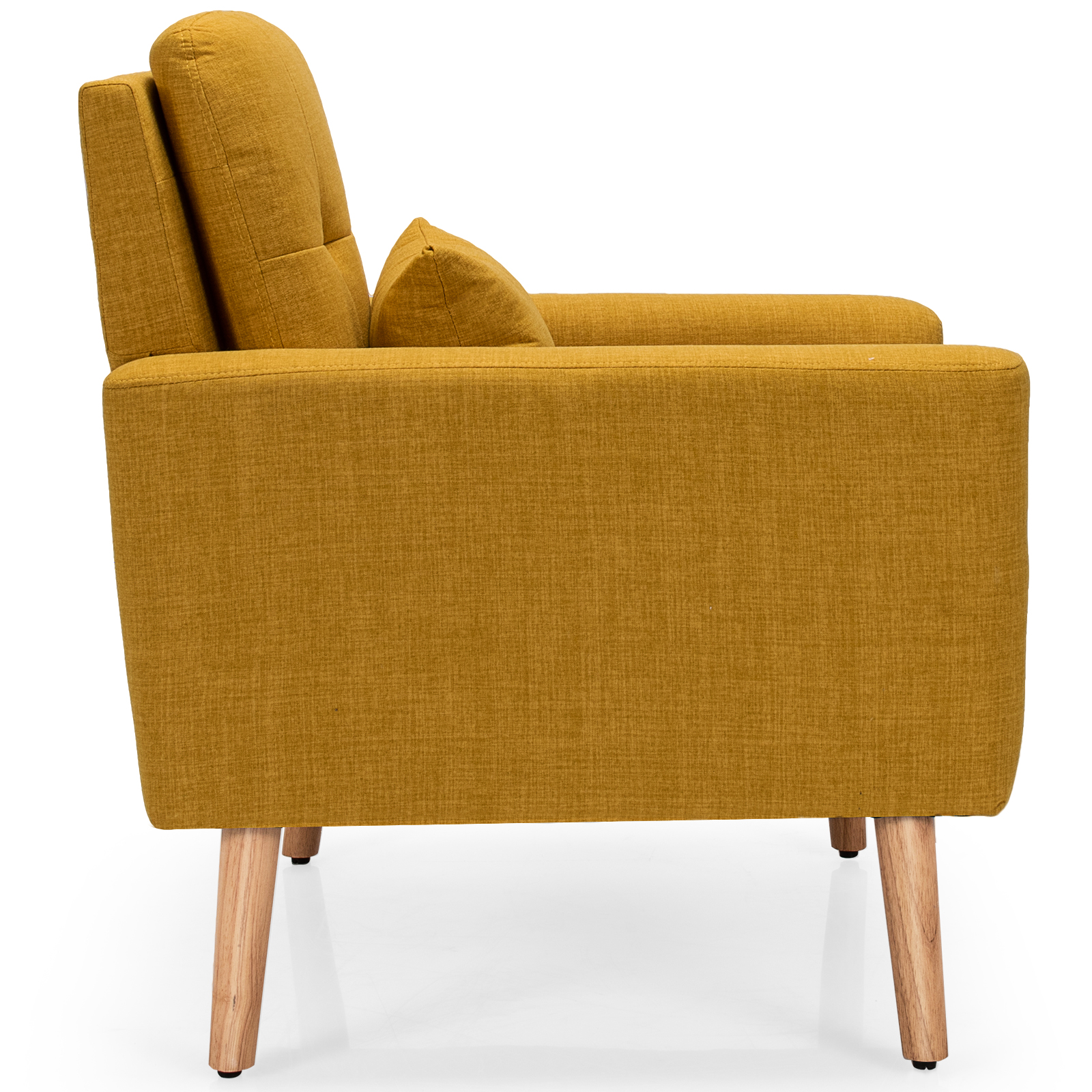 Giantex Set of 2 Accent Chairs Upholstered Linen Armchairs w/Waist Pillow