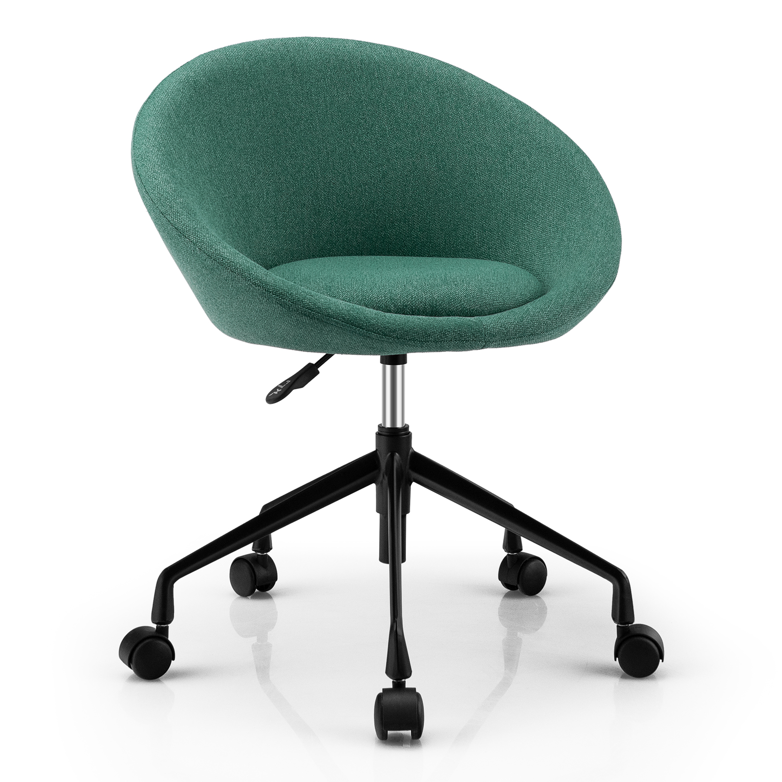 Linen Office Chair Round Back Vanity Chair Adjustable Swivel Accent Chair