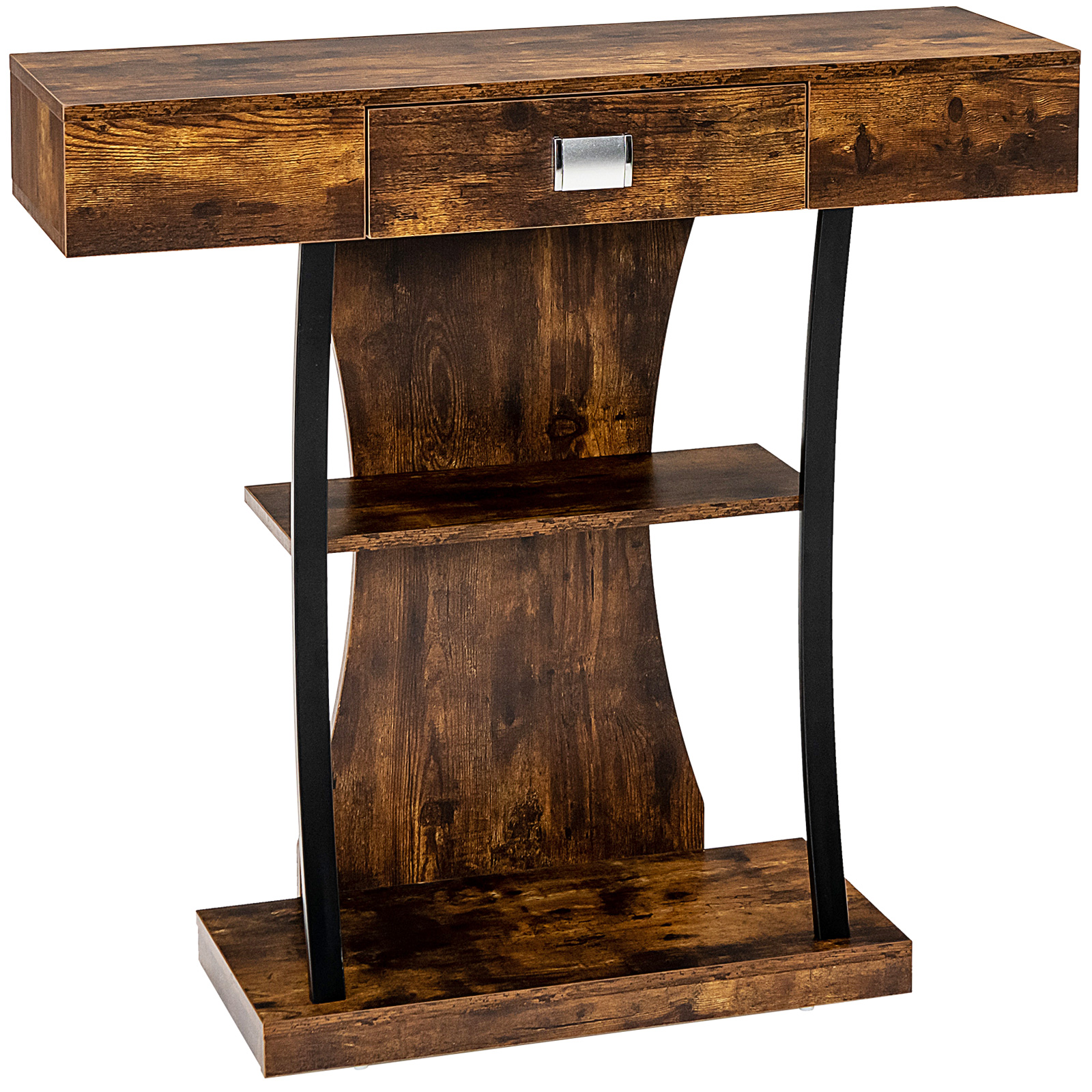 T-Shaped Console Table Entryway Accent Table with Drawer Shelves Living Room - Picture 20 of 20