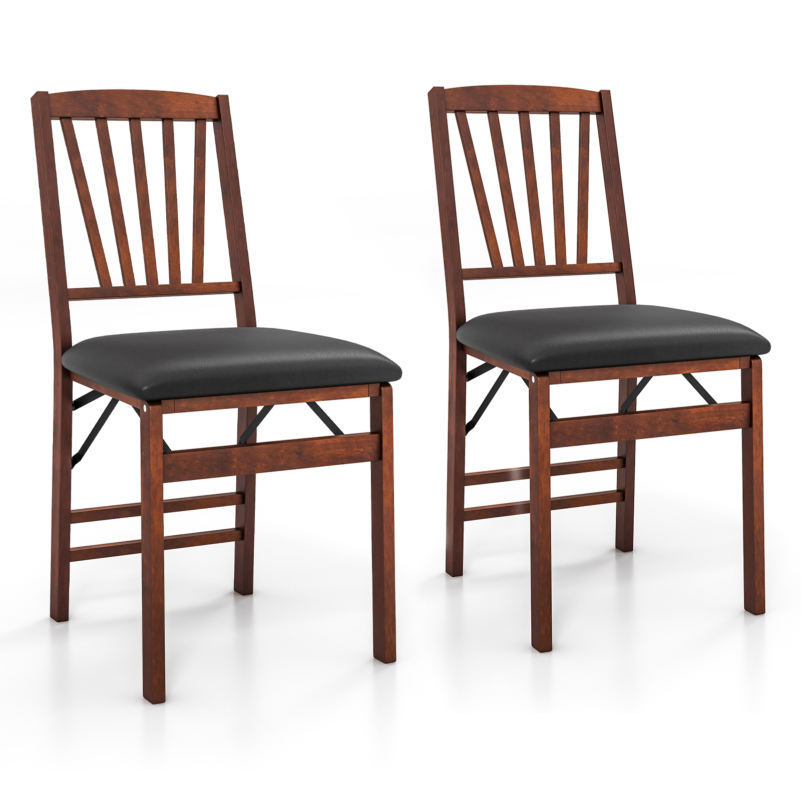 2 Pack Folding Dining Chairs Foldable Chairs w/ High Backrest& PVC ...