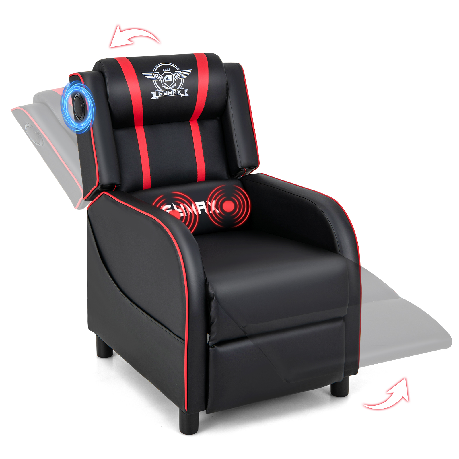 Massage Gaming Recliner Chair PU Leather Single Recliner Sofa Chair Red