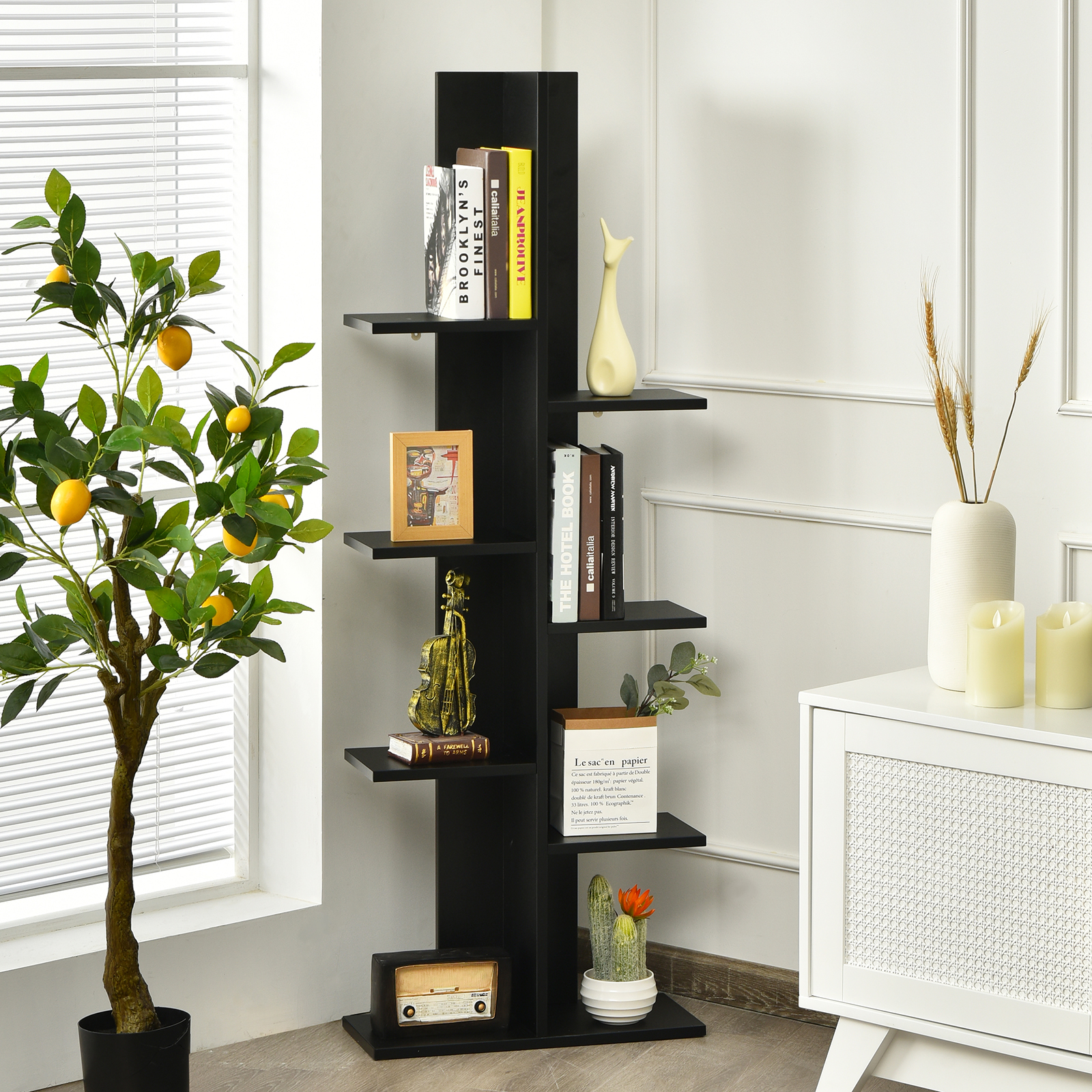8-shelf Bookcase Freestanding Tree shelf Display Storage Stand - Picture 11 of 25