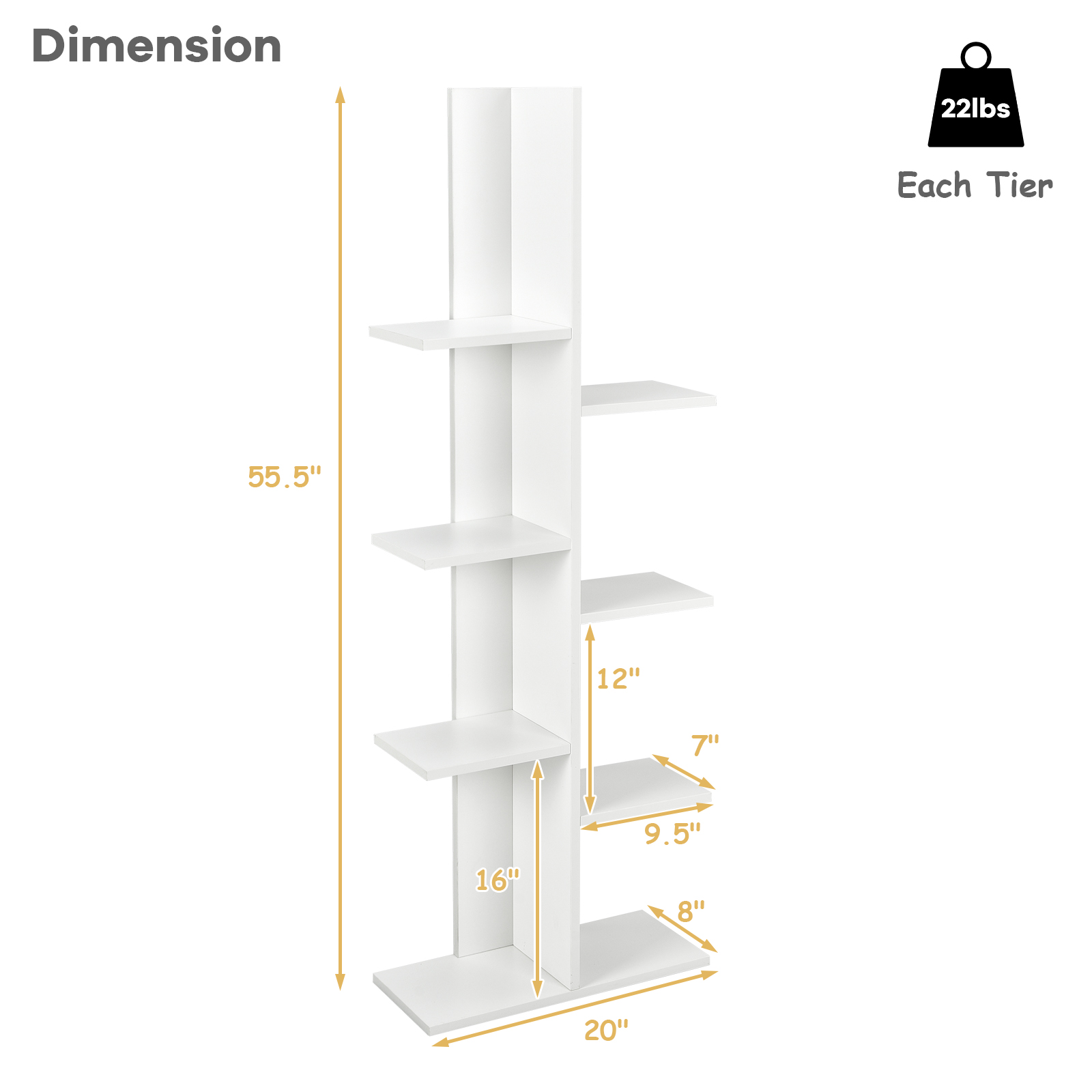 8-shelf Bookcase Freestanding Tree shelf Display Storage Stand - Picture 18 of 25