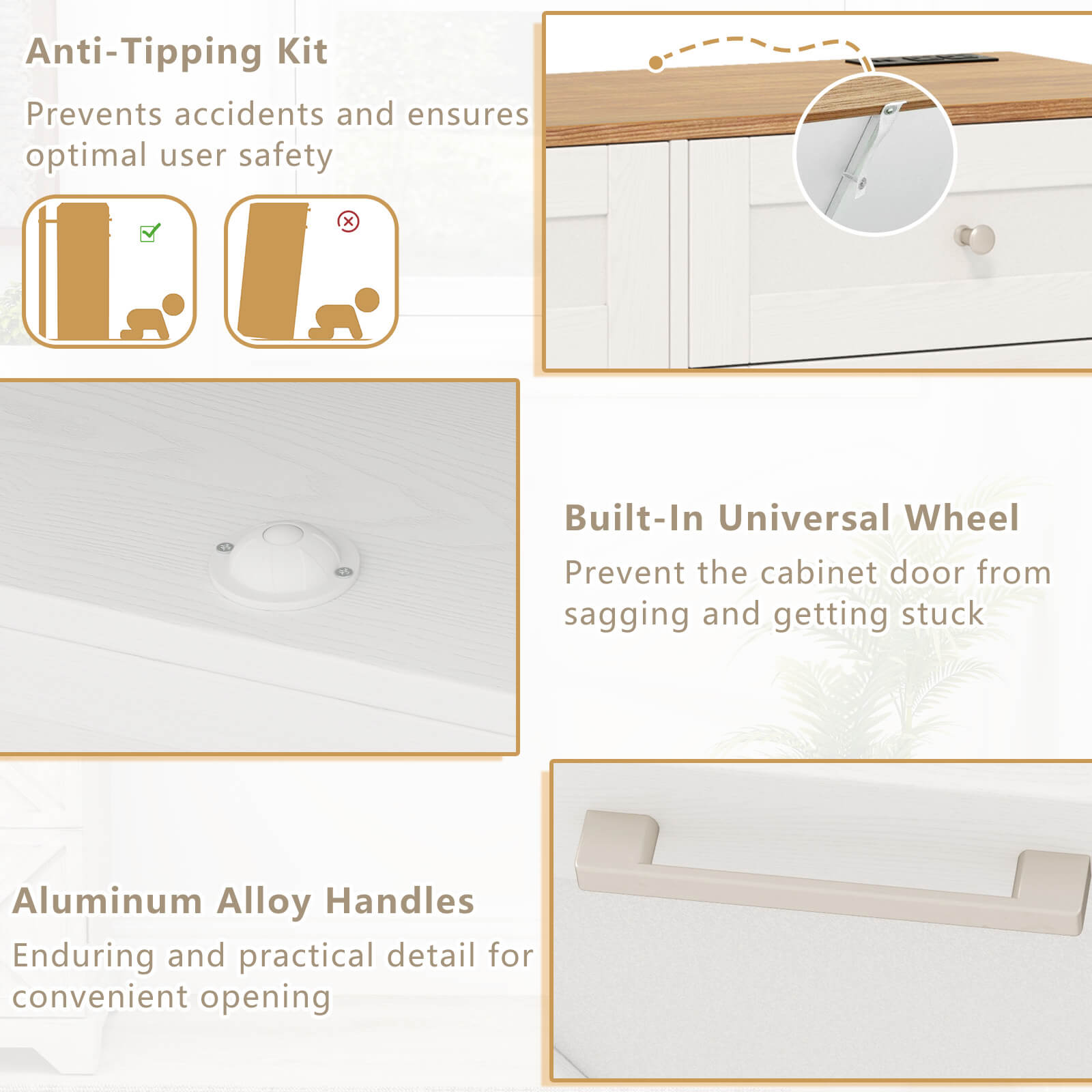 Tilt Out Trash Can Cabinet w/Outlets 2 Drawers Adjustable Shelf Anti-Tipping Kit - Picture 27 of 27