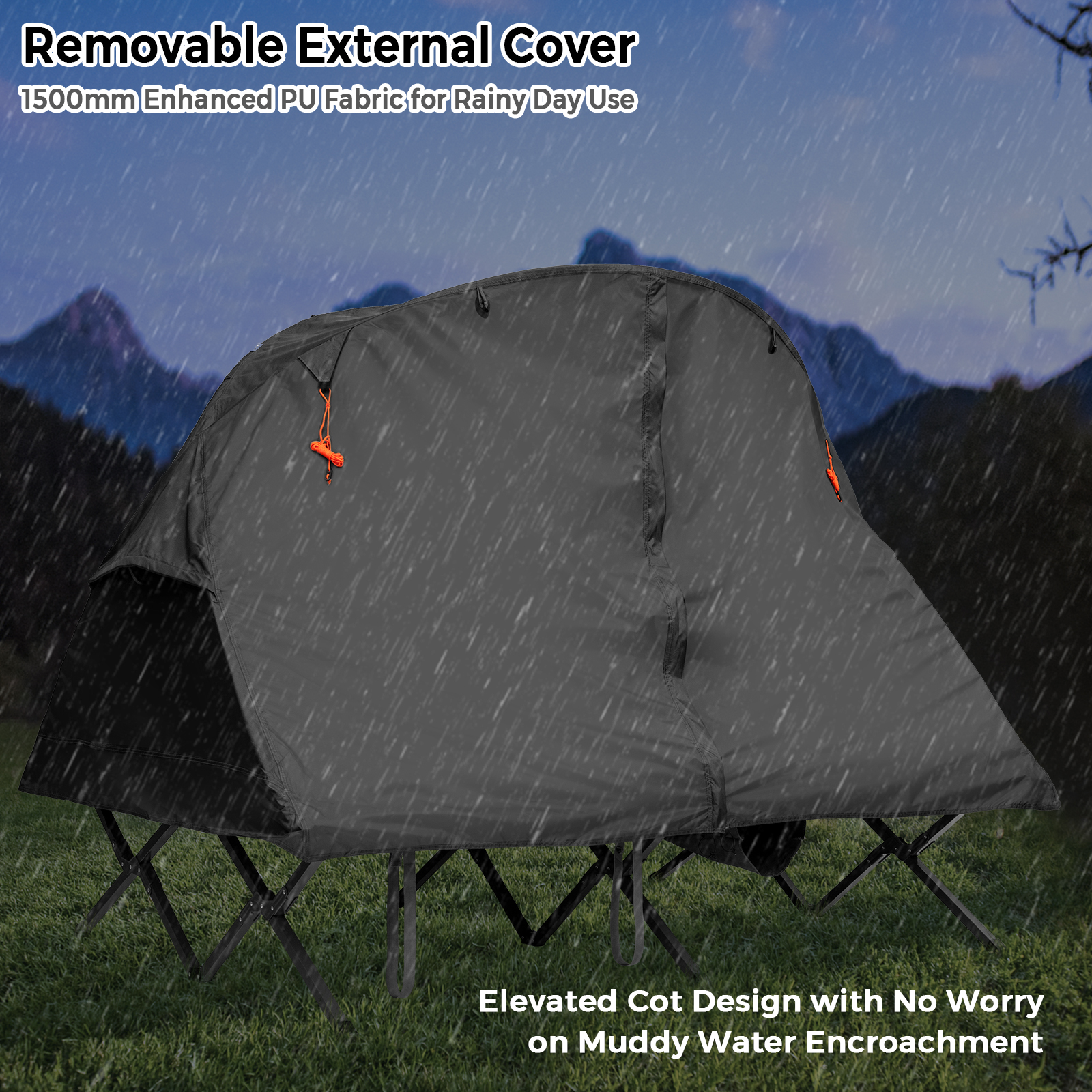 Tienda de campaña plegable 4 en 1 para 2 personas con cubierta externa impermeable - Imagen 13 de 16