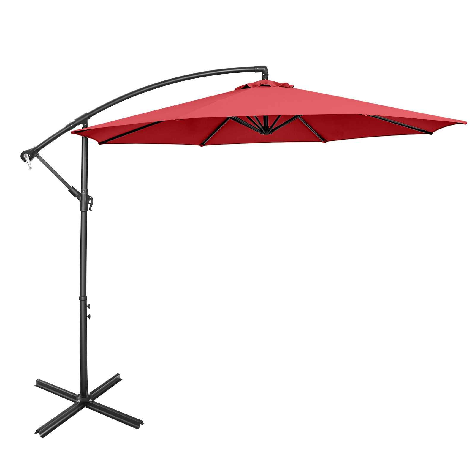 10 FT Patio Offset Umbrella w/8 Ribs Cross Base Tilt - Picture 23 of 60