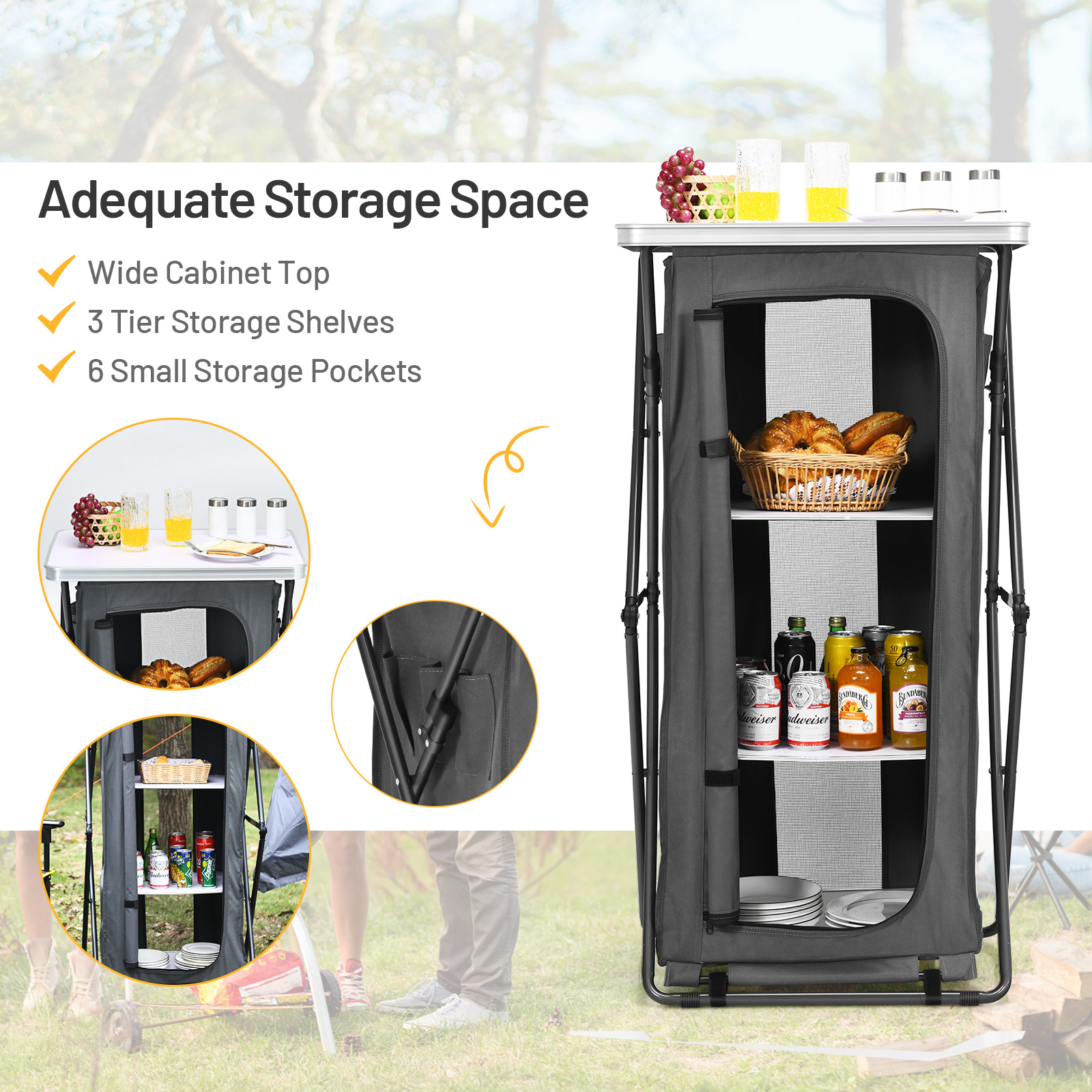 Klappschrank Pop-up Kompakt Camping Aufbewahrungsschrank mit Tasche Großgröße - Bild 7 von 12