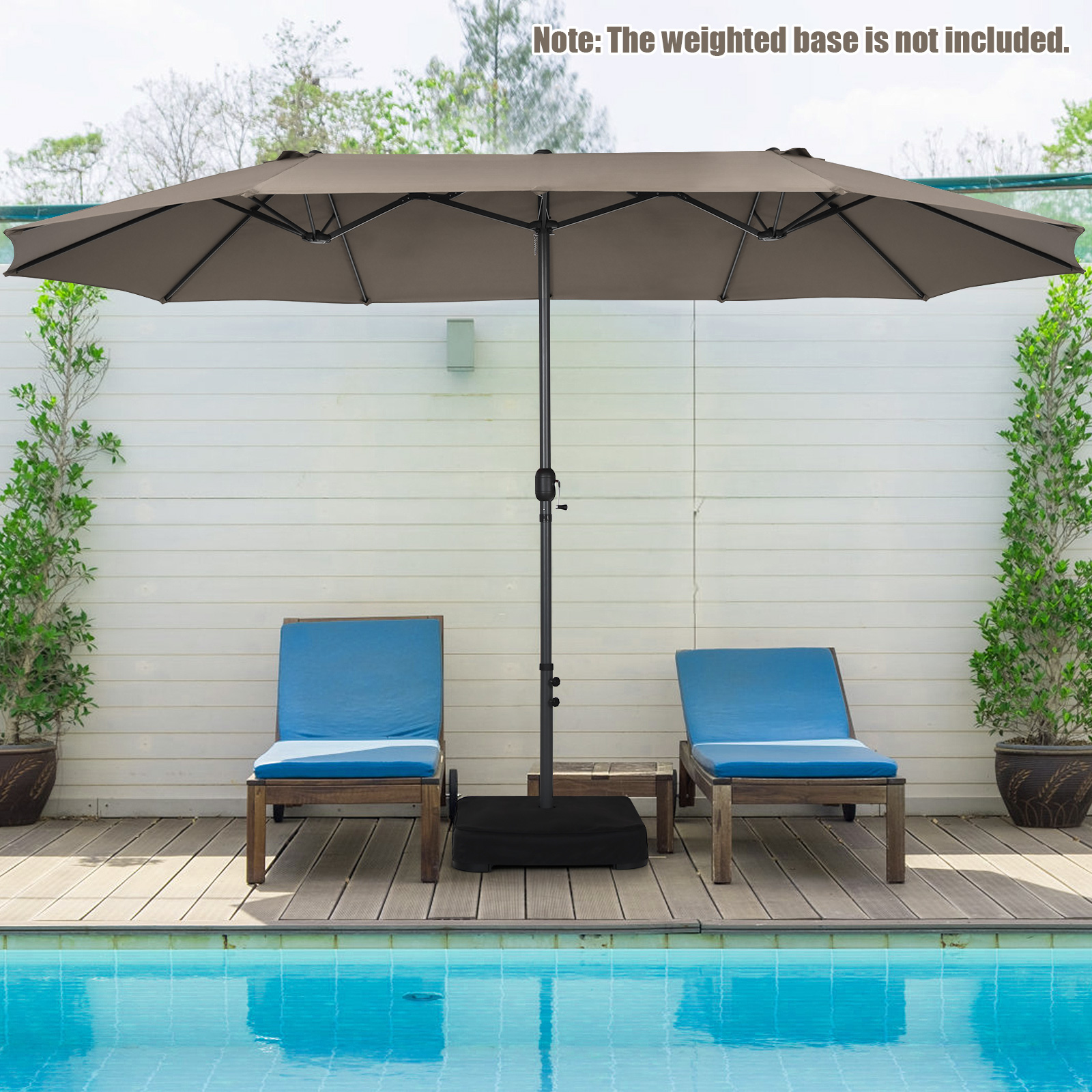 15FT Patio Double-Sided Umbrella Crank Outdoor Garden Market Sun Shade - Picture 21 of 55