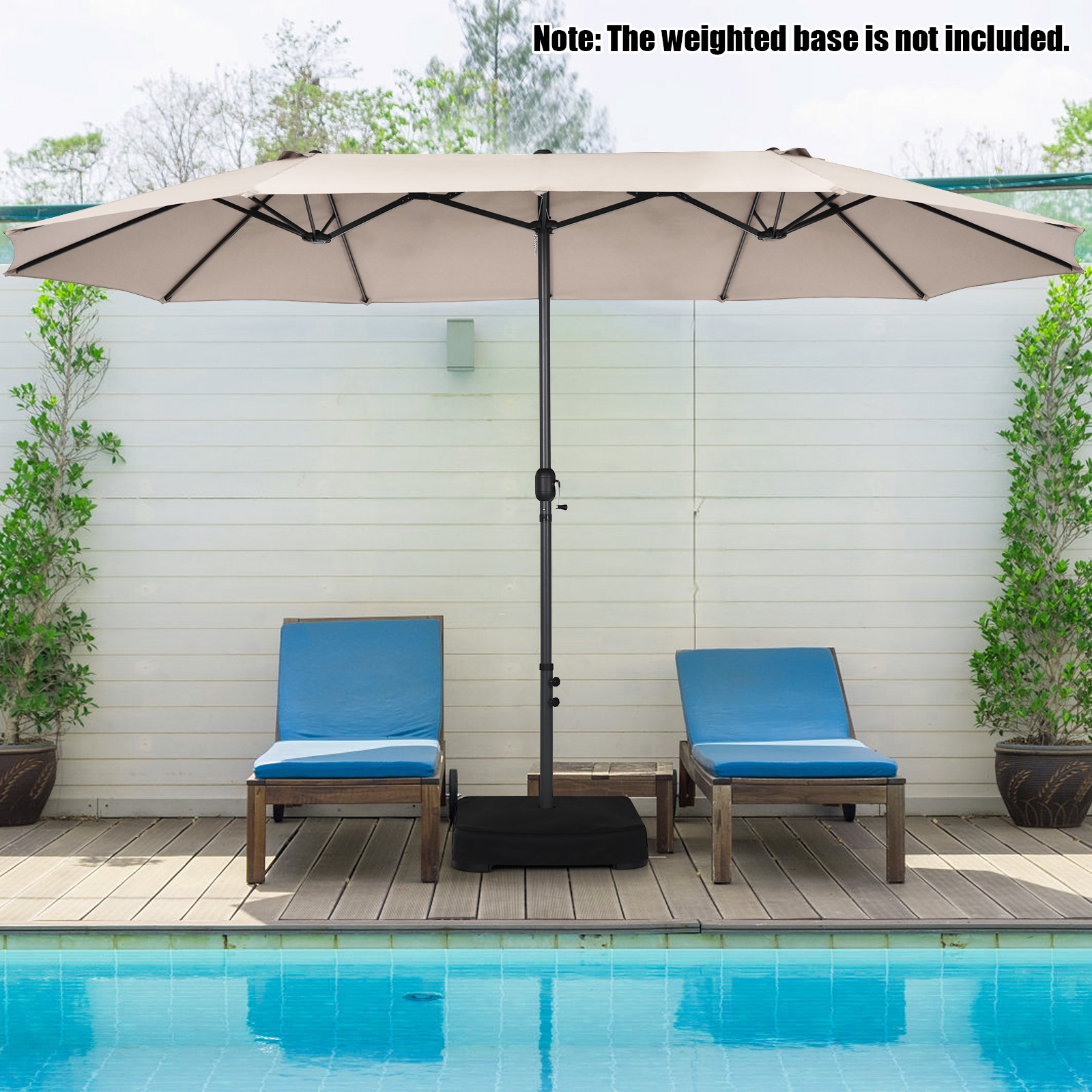 15FT Patio Double-Sided Umbrella Crank Outdoor Garden Market Sun Shade - Picture 13 of 55