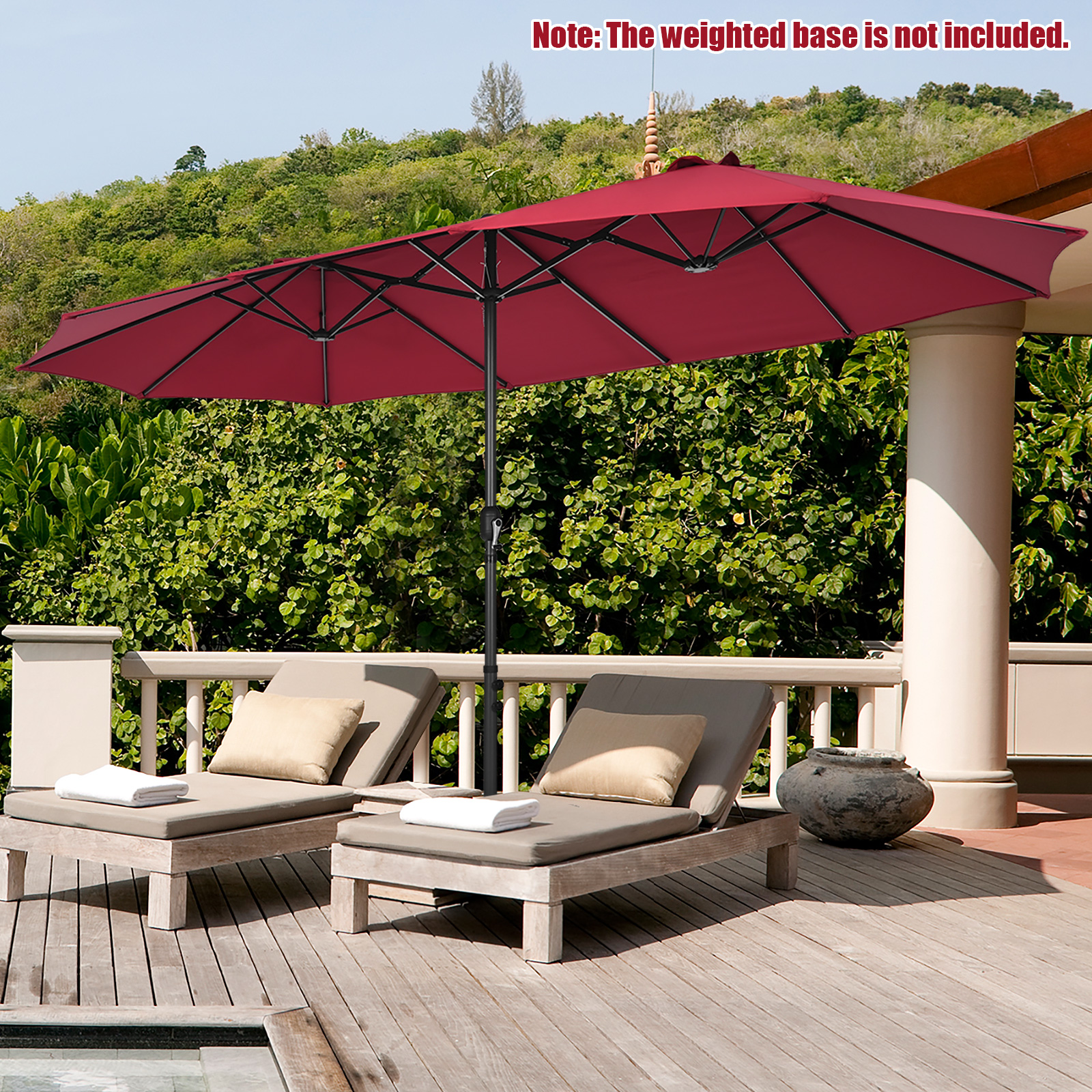 15FT Patio Double-Sided Umbrella Crank Outdoor Garden Market Sun Shade - Picture 51 of 55