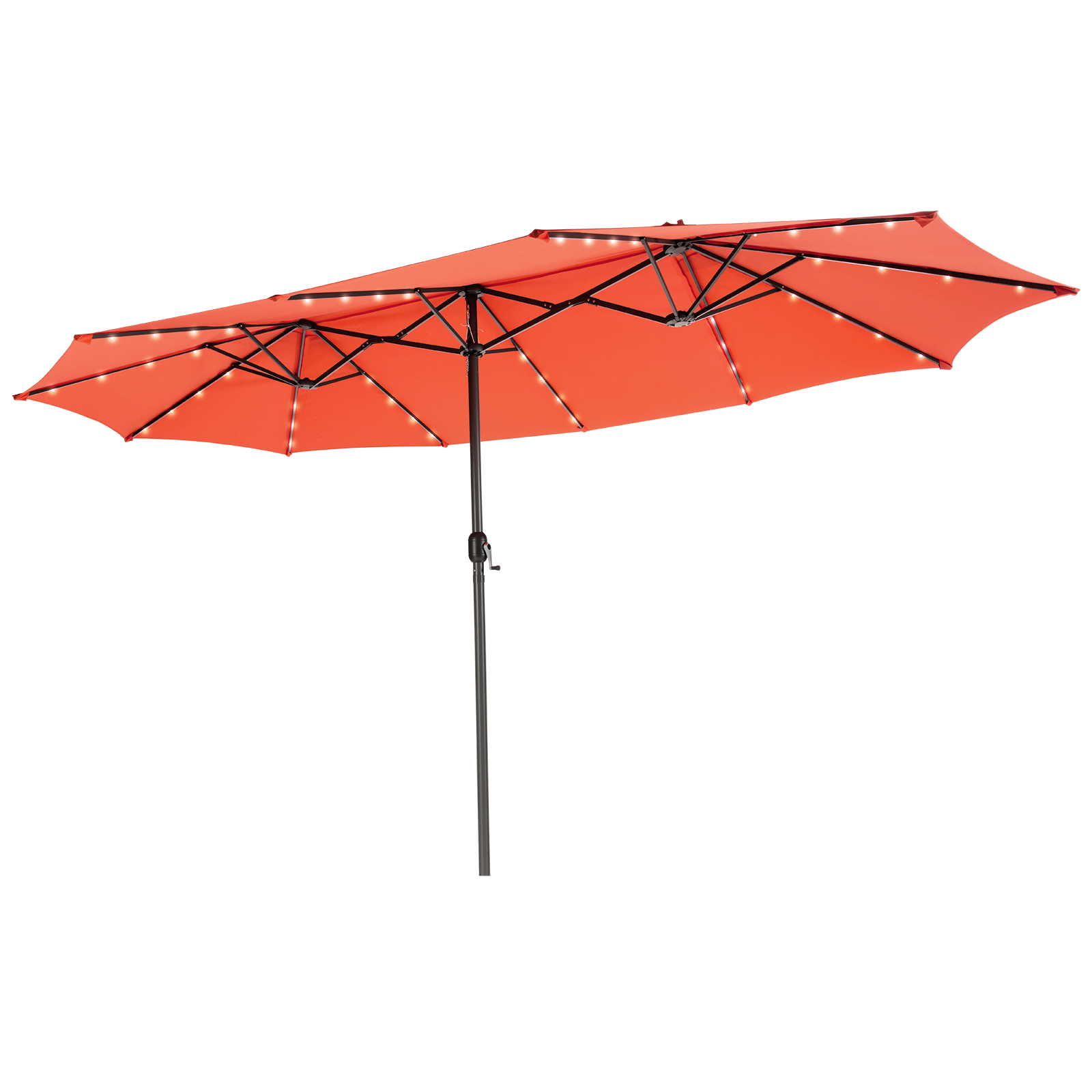 15FT Twin Patio Double-Sided Umbrella 48 Solar LED Lights Crank Outdoor - Picture 17 of 32