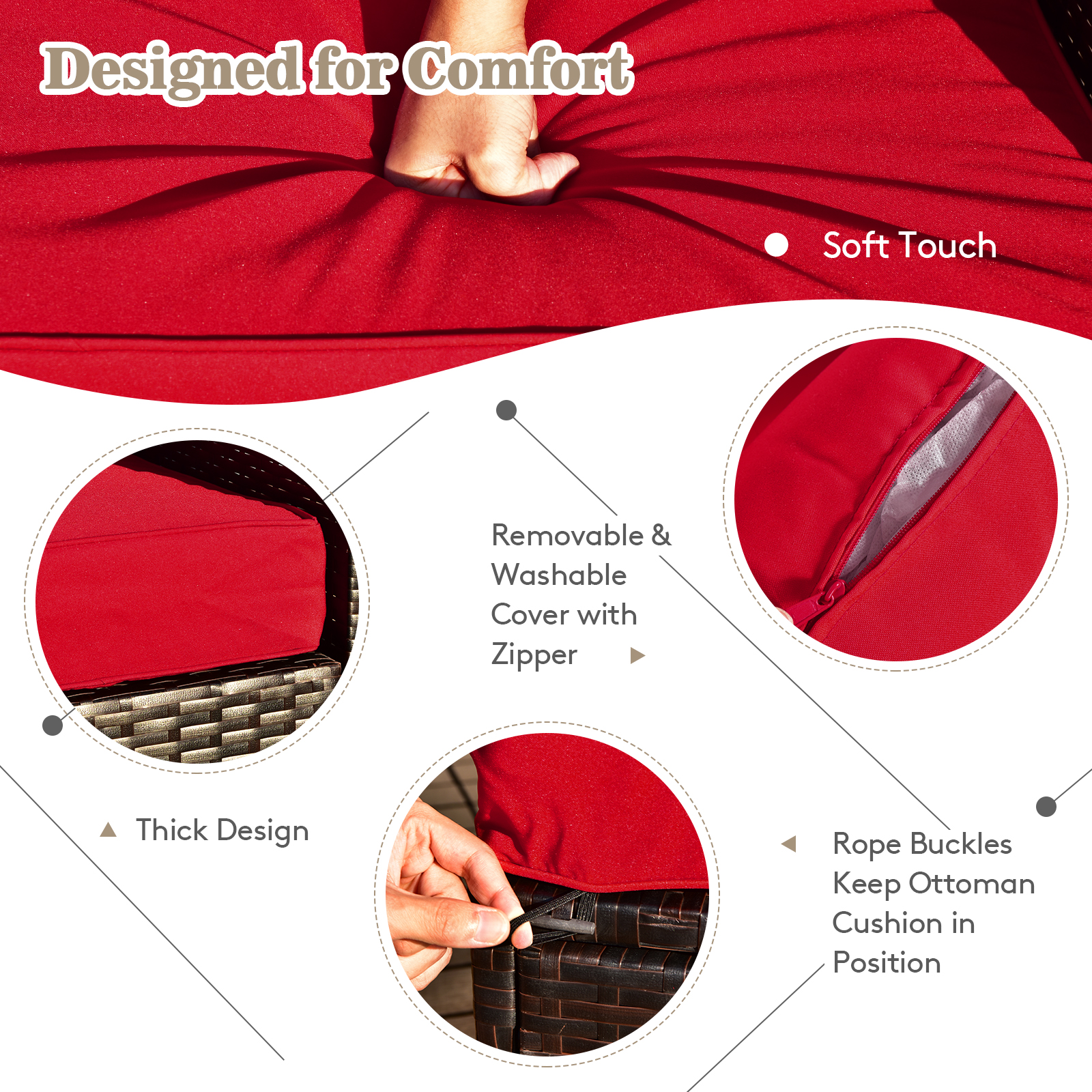 9 PCS Outdoor Rattan Furniture Set w/ 50,000 BTU Propane Fire Pit Table & Cover - Picture 47 of 60