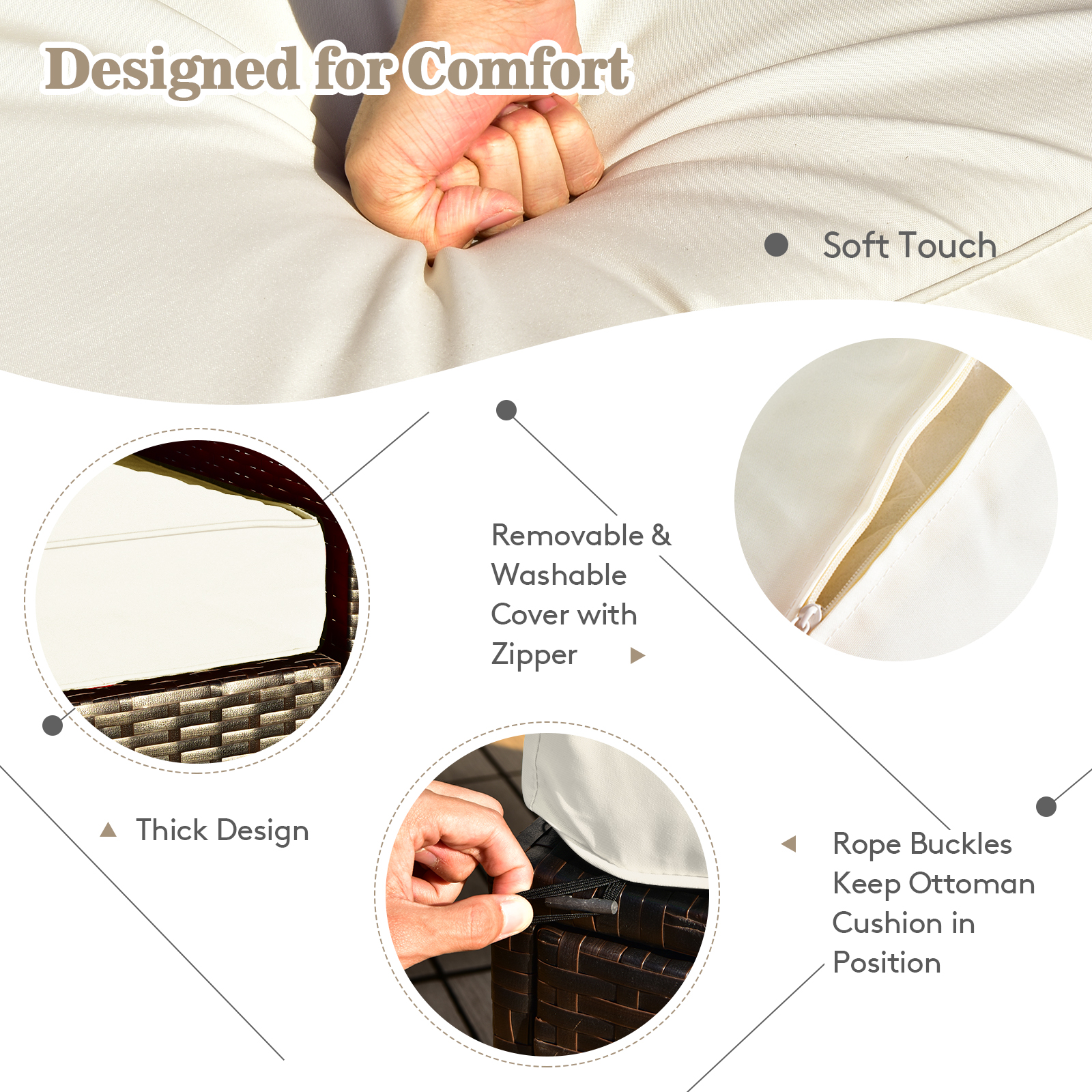 9 PCS Outdoor Rattan Furniture Set w/ 50,000 BTU Propane Fire Pit Table & Cover - Picture 37 of 60