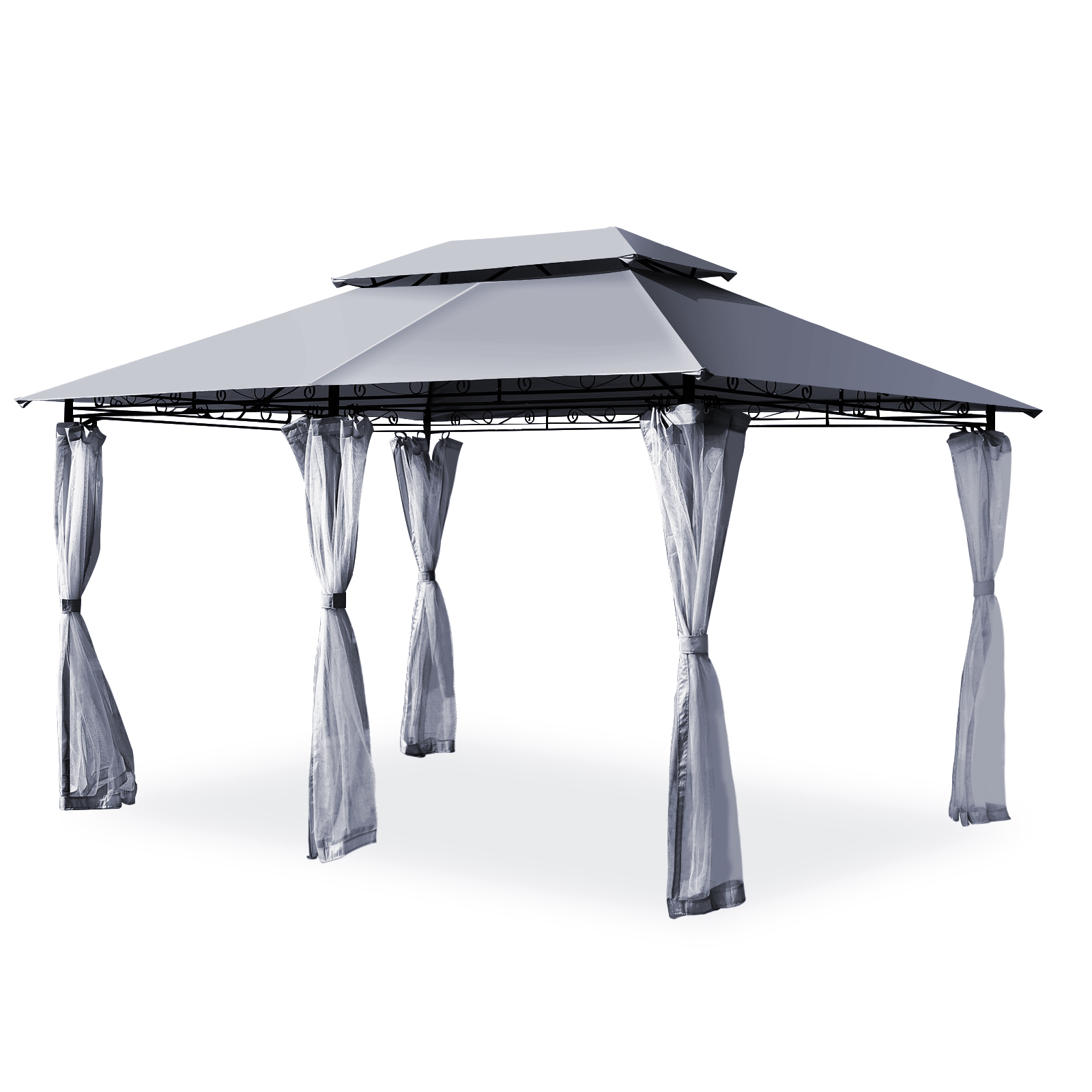 Outdoor 2-Tier 10'x13' Steel Gazebo Canopy Tent Shelter Patio Garden Netting - Picture 9 of 24