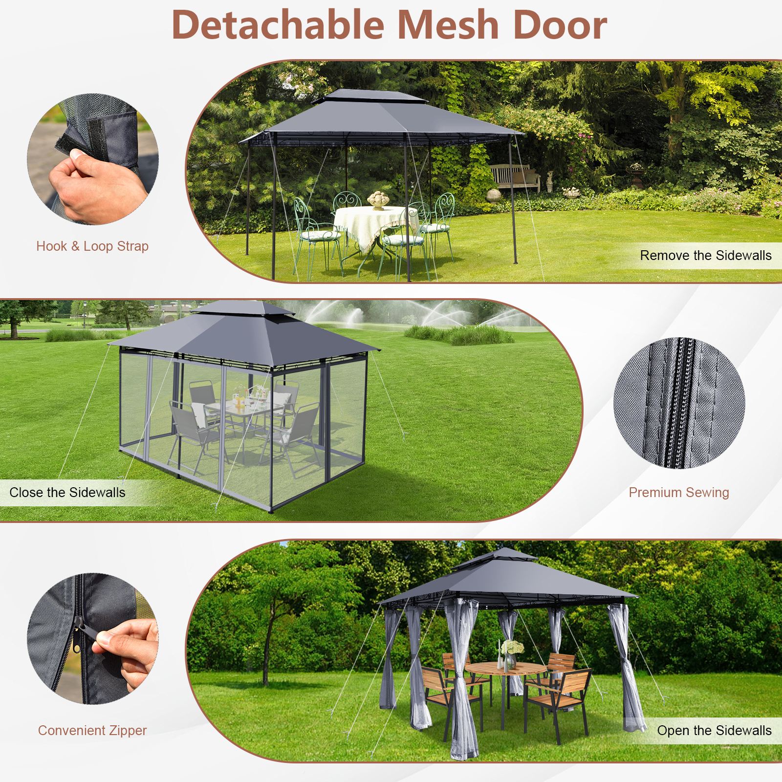 Outdoor 2-Tier 10'x13' Steel Gazebo Canopy Tent Shelter Patio Garden Netting - Picture 14 of 24