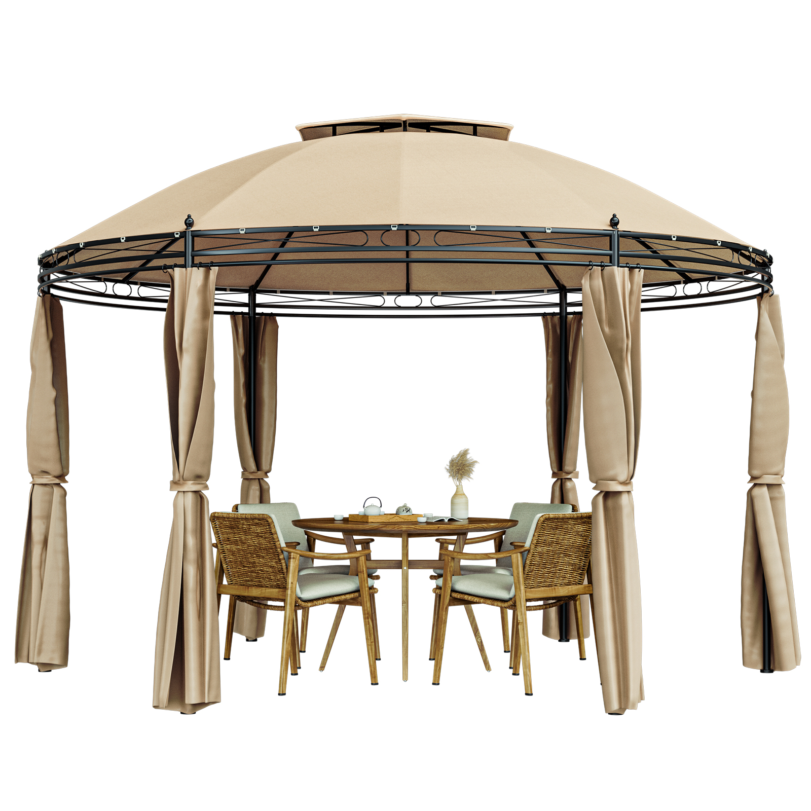 Shelter Double Roof Steel Brown