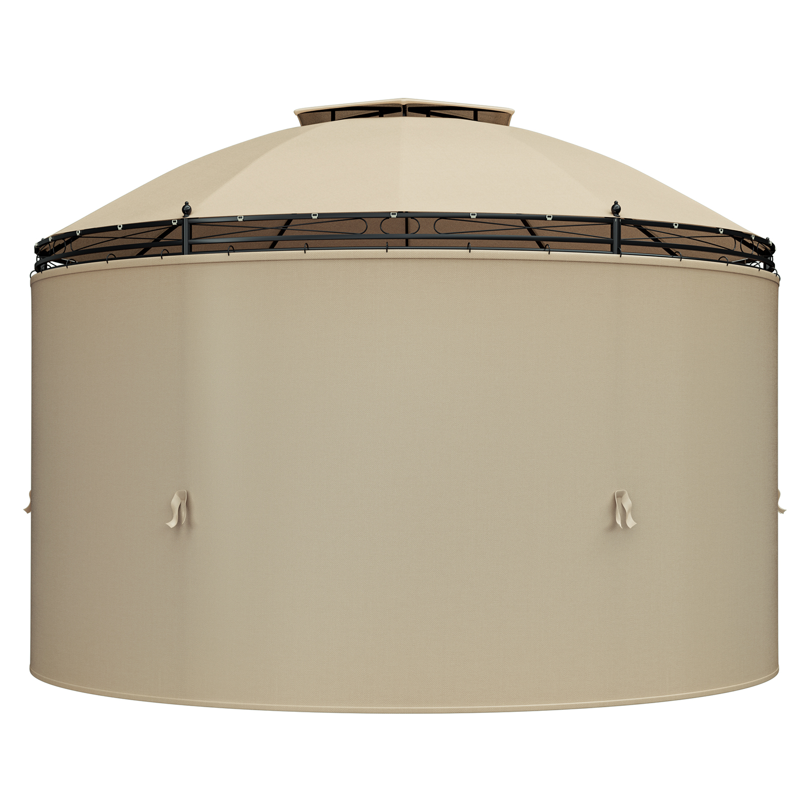 Patio 11.5' Canopy  Outdoor Round Dome Gazebo Shelter Double Roof Steel Brown