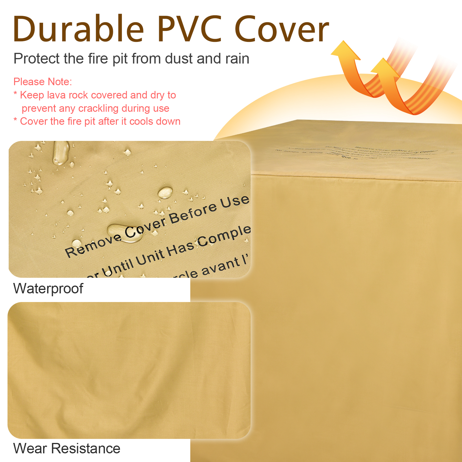 32" Propane Fire Pit Table Square Tabletop w/Lava Rocks Cover 50,000 BTU