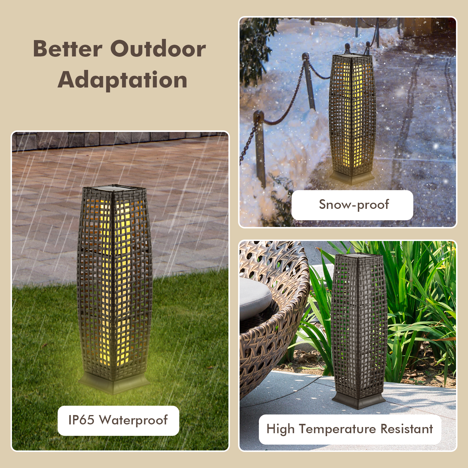 2PCS Outdoor Solar-Powered Floor Lamps IP65 Waterproof w/ Auto On/Off Light - Picture 6 of 10