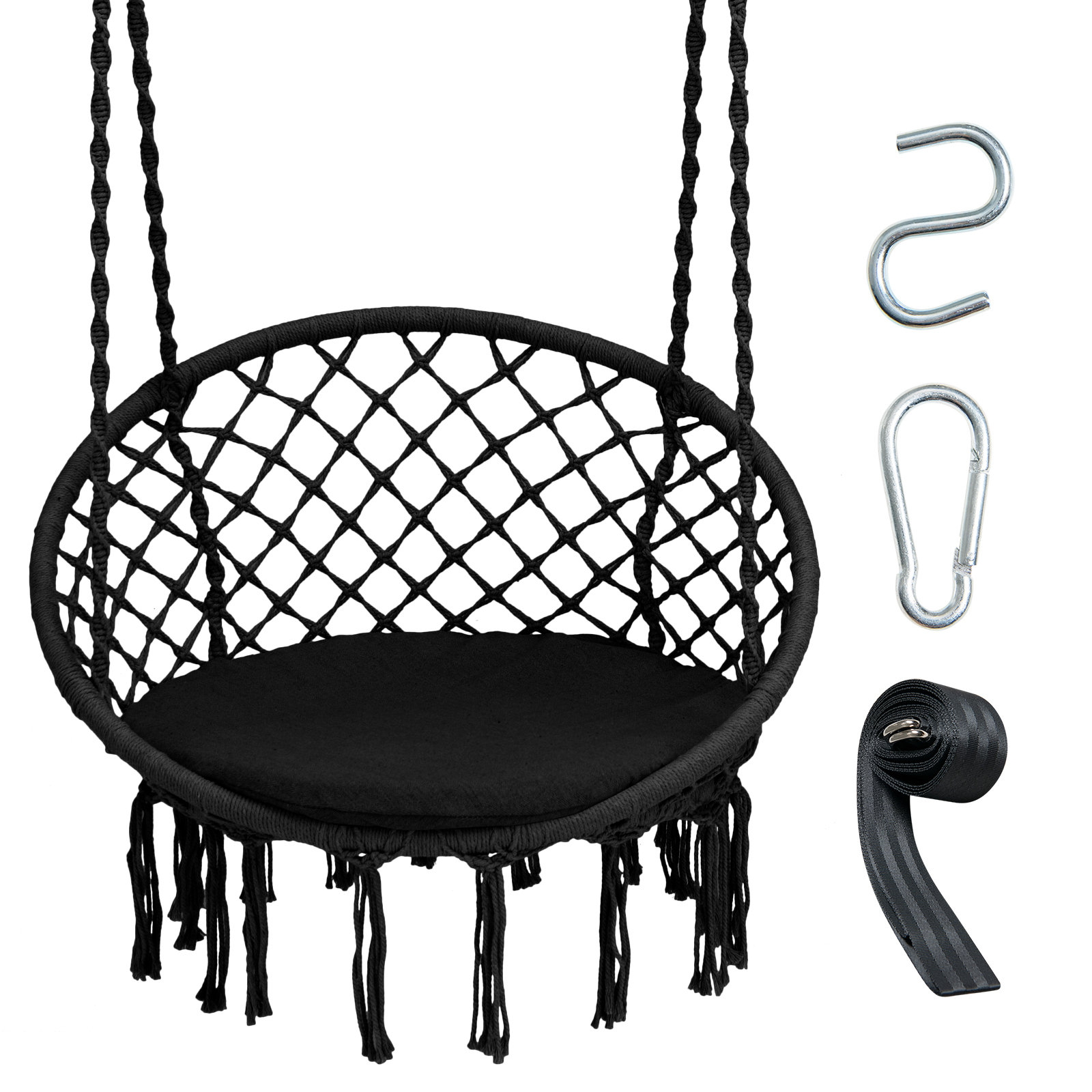 With Cushion Hanging Hardware Kit Indoor Outdoor Black
