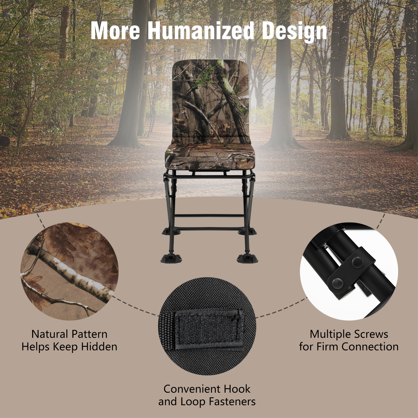 Silla de caza giratoria giratoria de 360° giratoria Rotary con respaldo camuflaje - Imagen 9 de 11