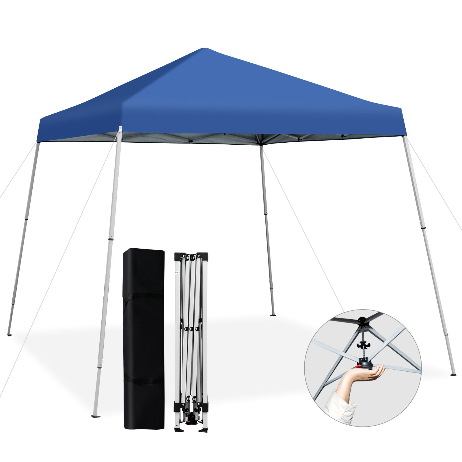 10x10ft Patio Outdoor Instant Pop-up Canopy Slanted Leg UPF50+ Sun Shelter Blue