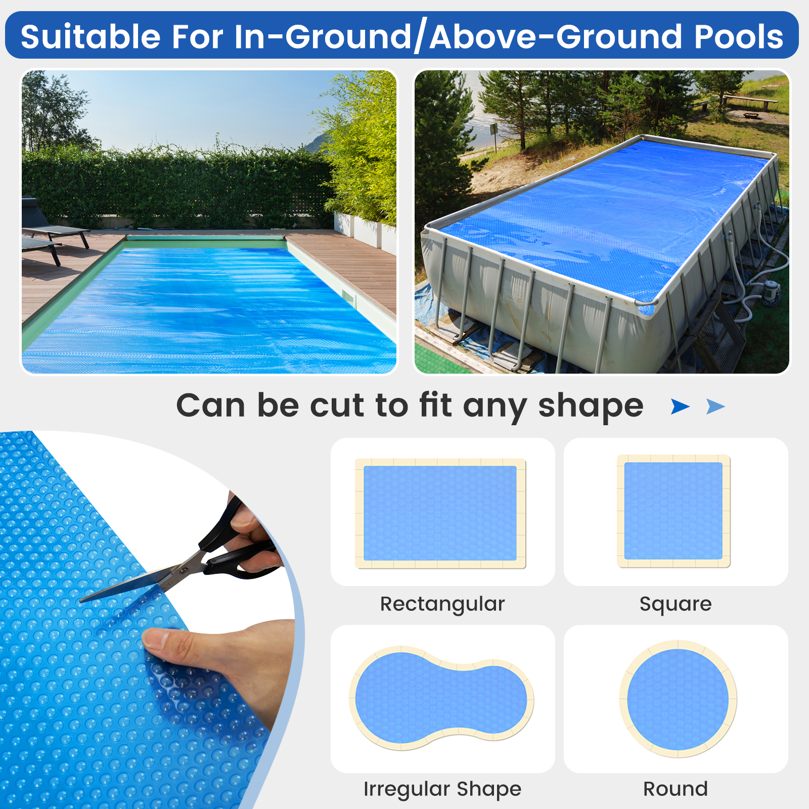 40x20 ft Rectangular Pool Solar Cover 12 Mil Heat Retaining Blanket w/Carry Bag