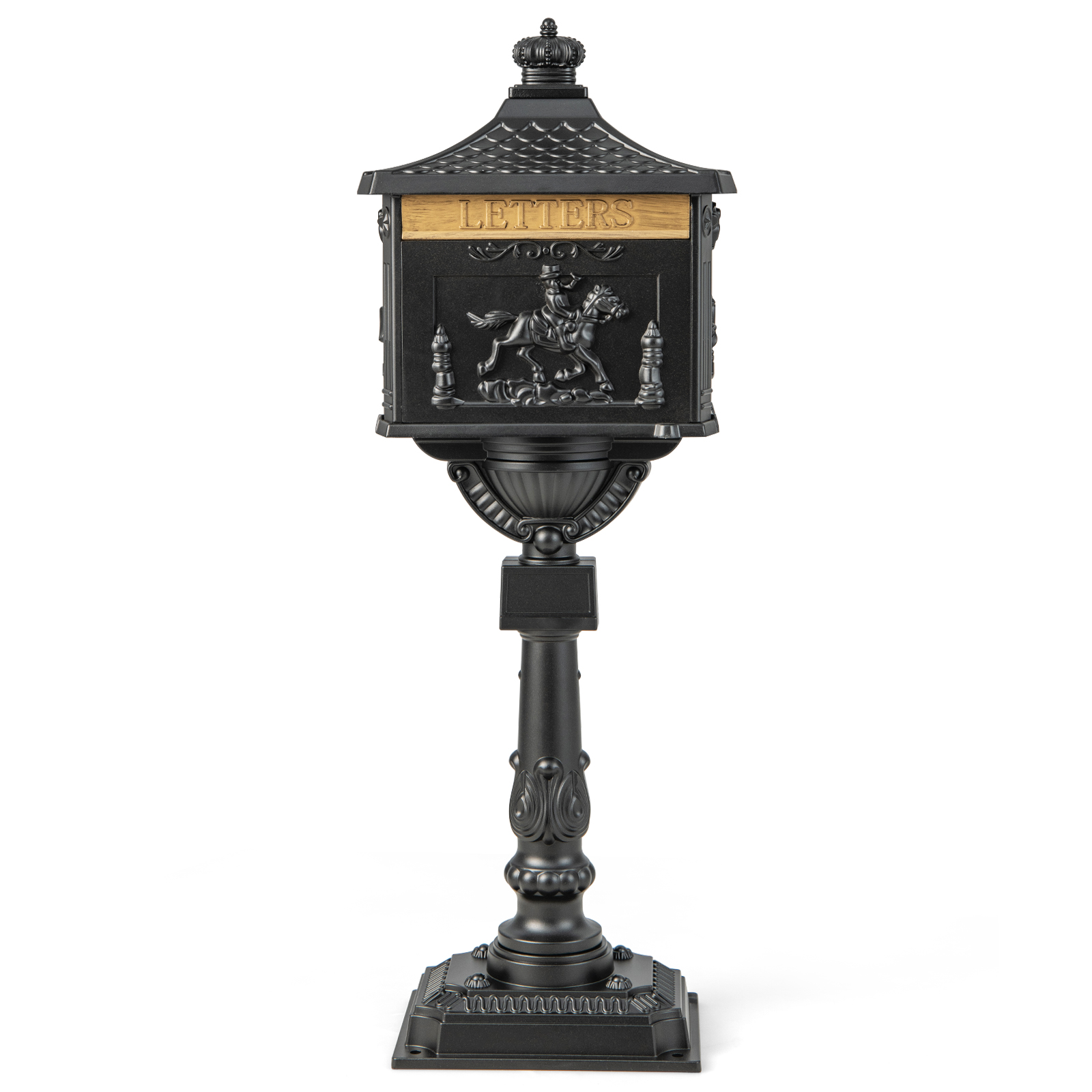 Retro Cast Aluminum Mailbox Lockable Security Postal Letter Box w/Baffle Door