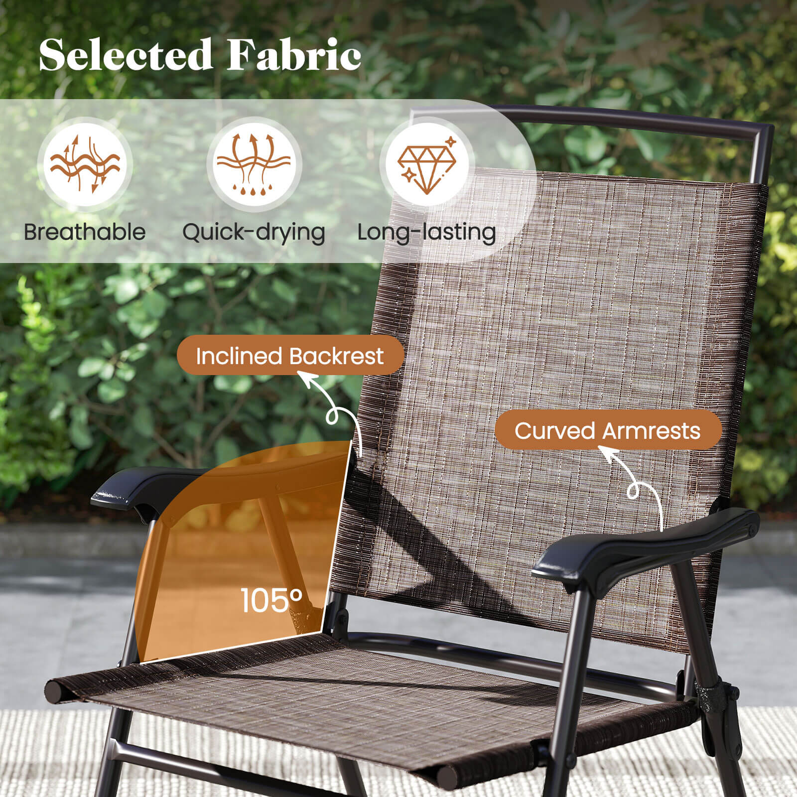 3 PCS Outdoor Bistro Dining Furniture Set w/1.57 Inch Umbrella Hole Rippled
