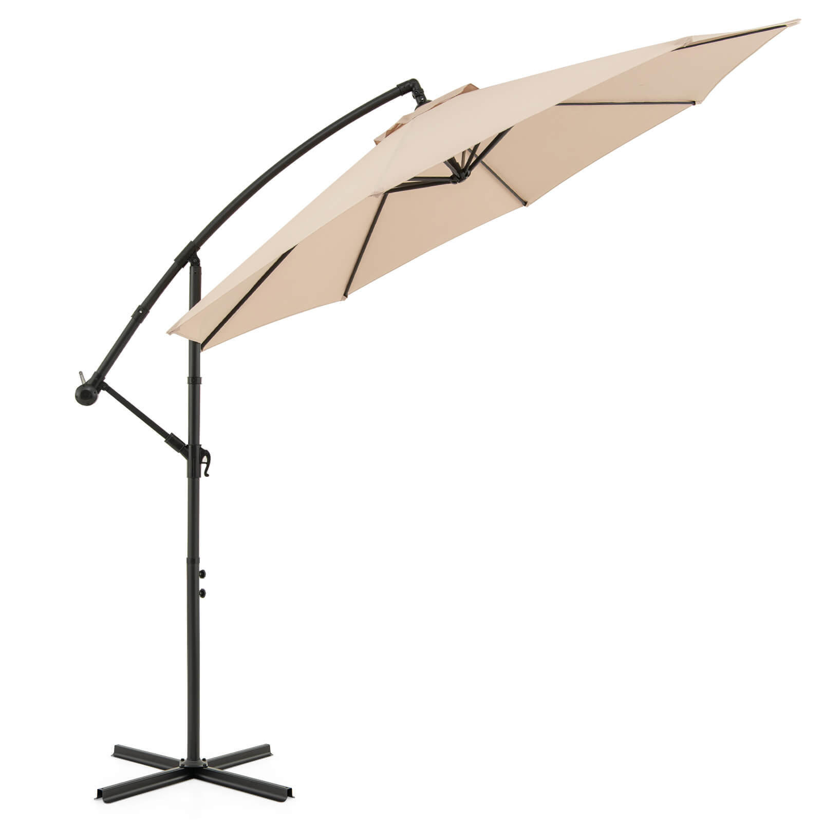 10 FT Patio Offset Umbrella w/8 Ribs Cross Base Tilt - Picture 11 of 60
