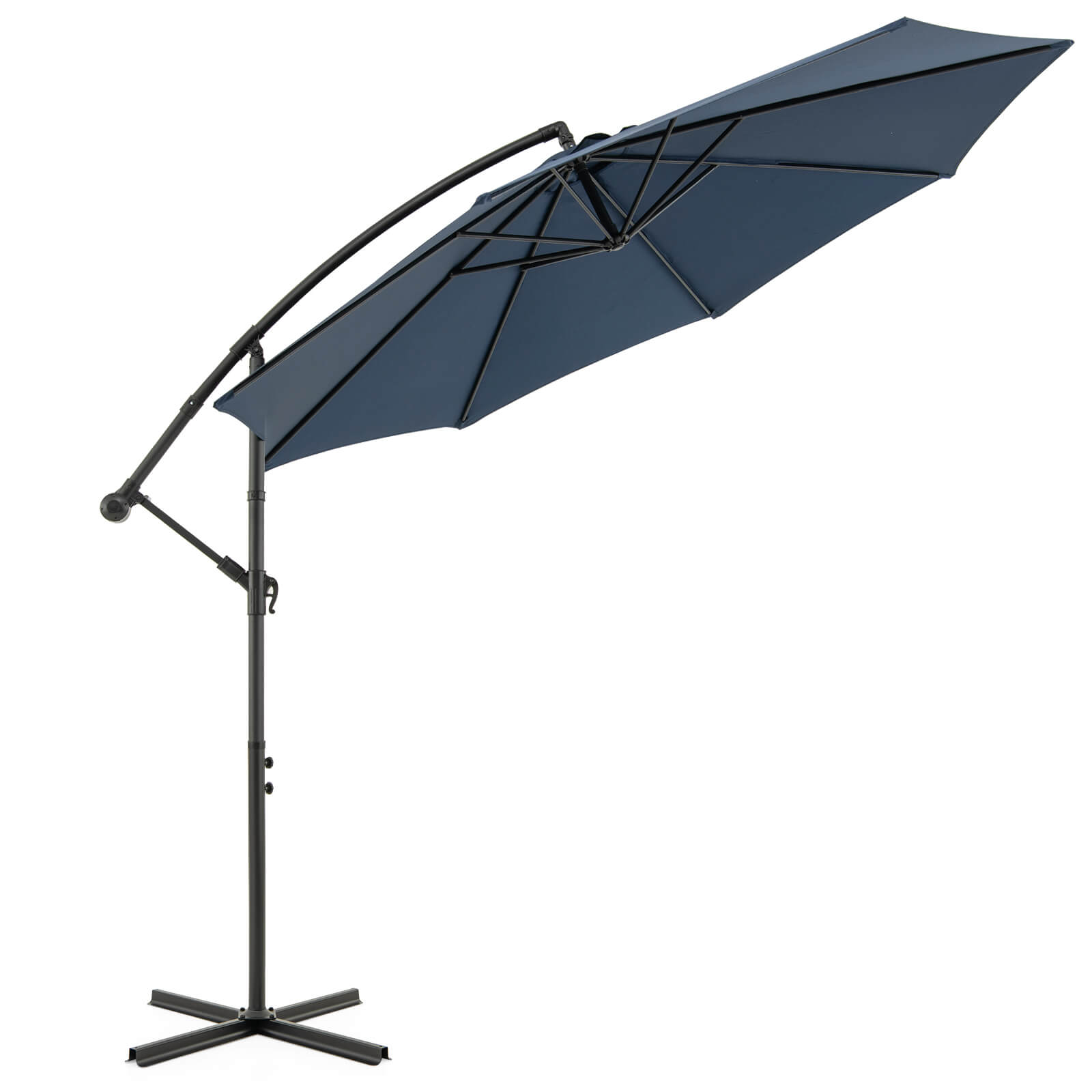 10 FT Patio Offset Umbrella w/8 Ribs Cross Base Tilt - Picture 41 of 60