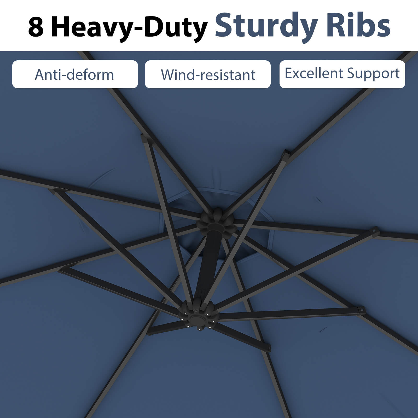 10 FT Patio Offset Umbrella w/8 Ribs Cross Base Tilt - Picture 47 of 60