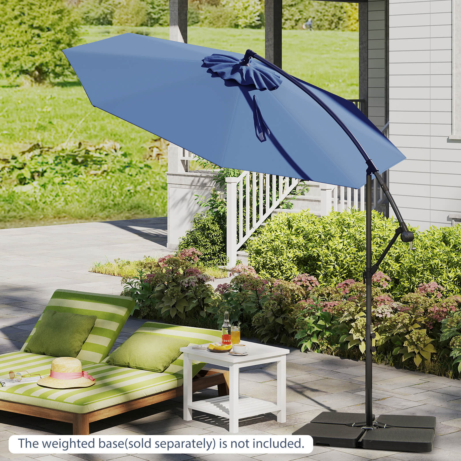 10 FT Patio Offset Umbrella w/8 Ribs Cross Base Tilt - Picture 45 of 60