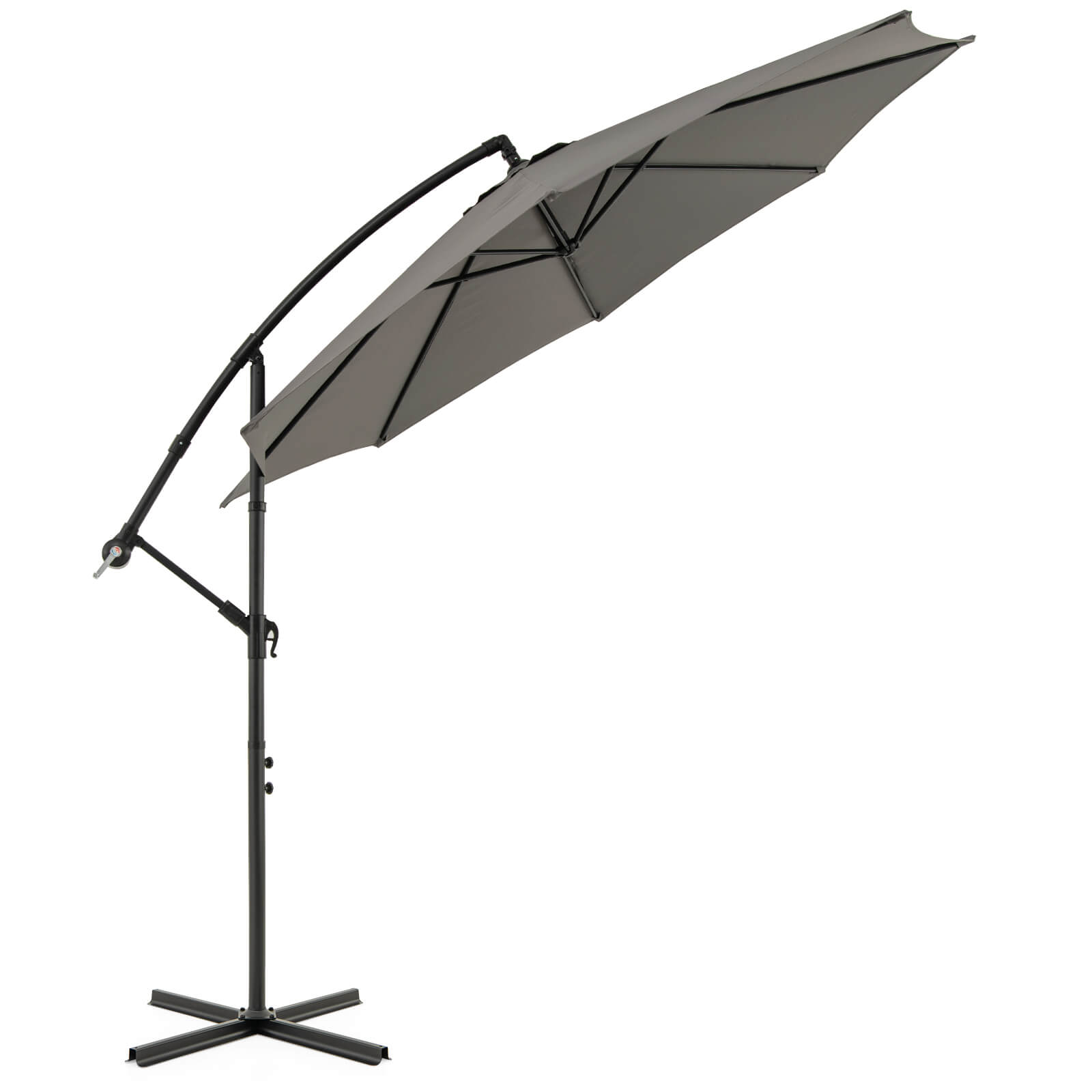 10 FT Patio Offset Umbrella w/8 Ribs Cross Base Tilt - Picture 31 of 60